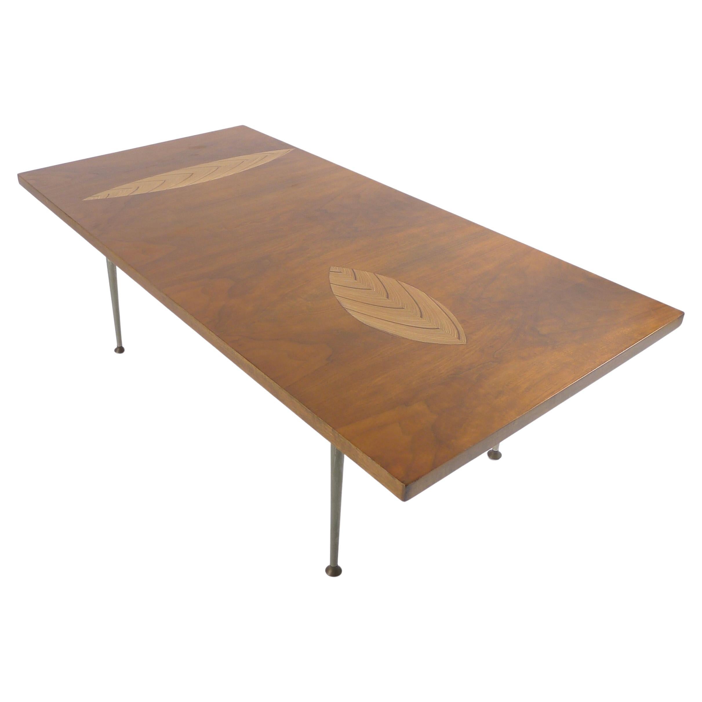 Tapio Wirkkala, Rare Leaf Inlay Coffee Table for Asko, Finland, 1950s, Branded For Sale