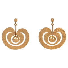 Tapio Wirkkala Hammered Yellow Gold "Omena" or Apple Earrings