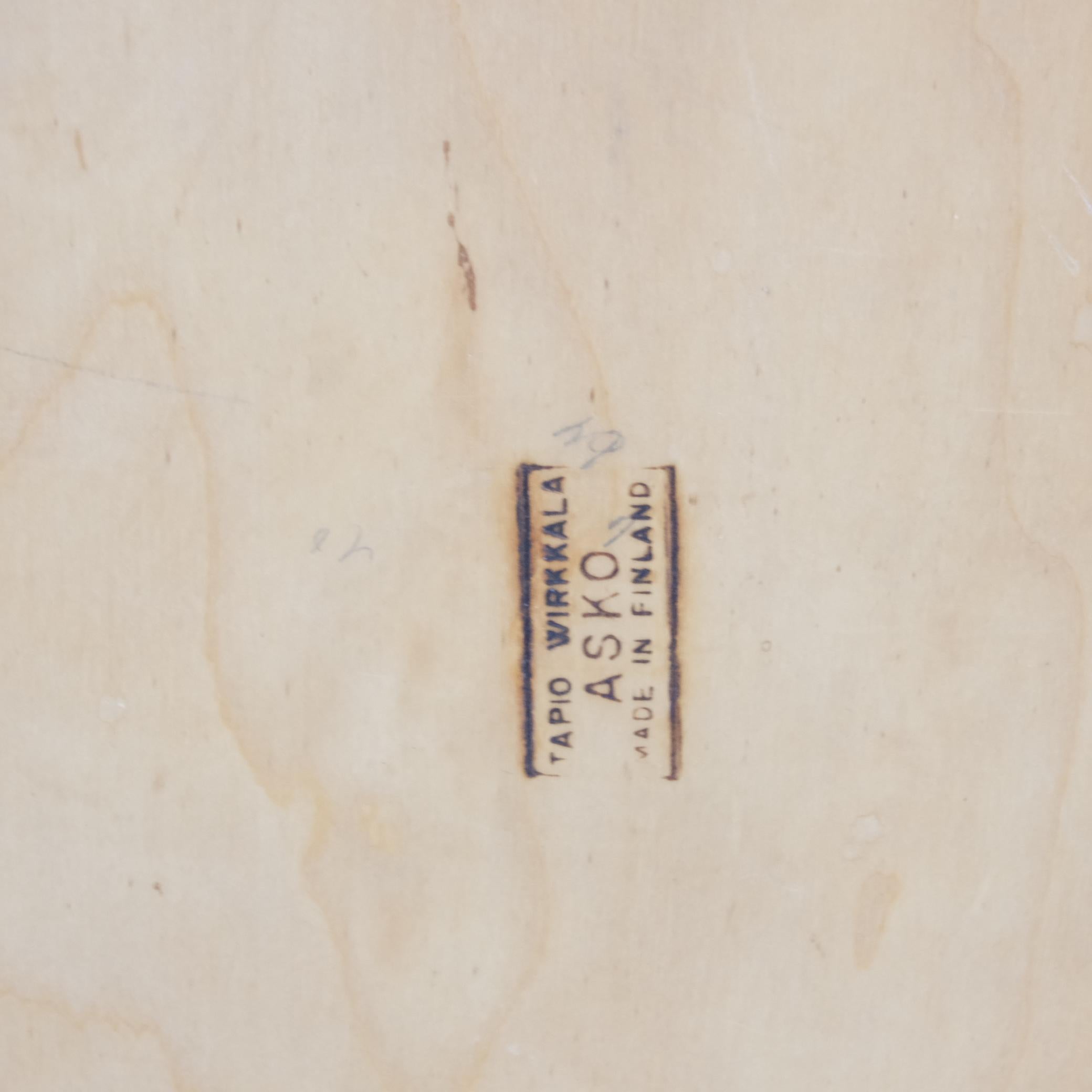Tapio Wirkkala Rhythmic Veneer Coffee Table with Metal & Brass Legs, Asko 1950s For Sale 3