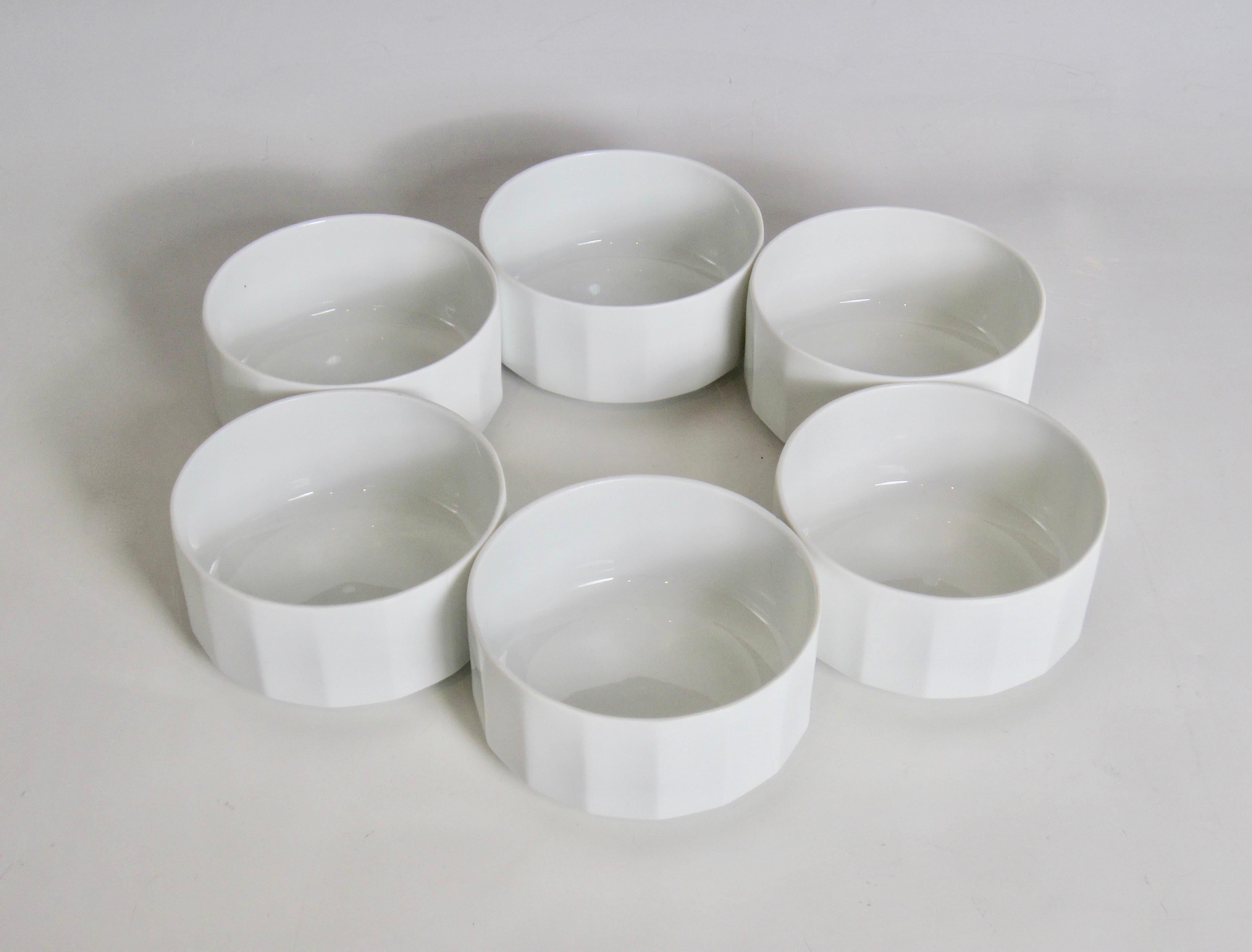 Modern Tapio Wirkkala Rosenthal Germany Studio-Linie White Polygon Bowls, Set of Six