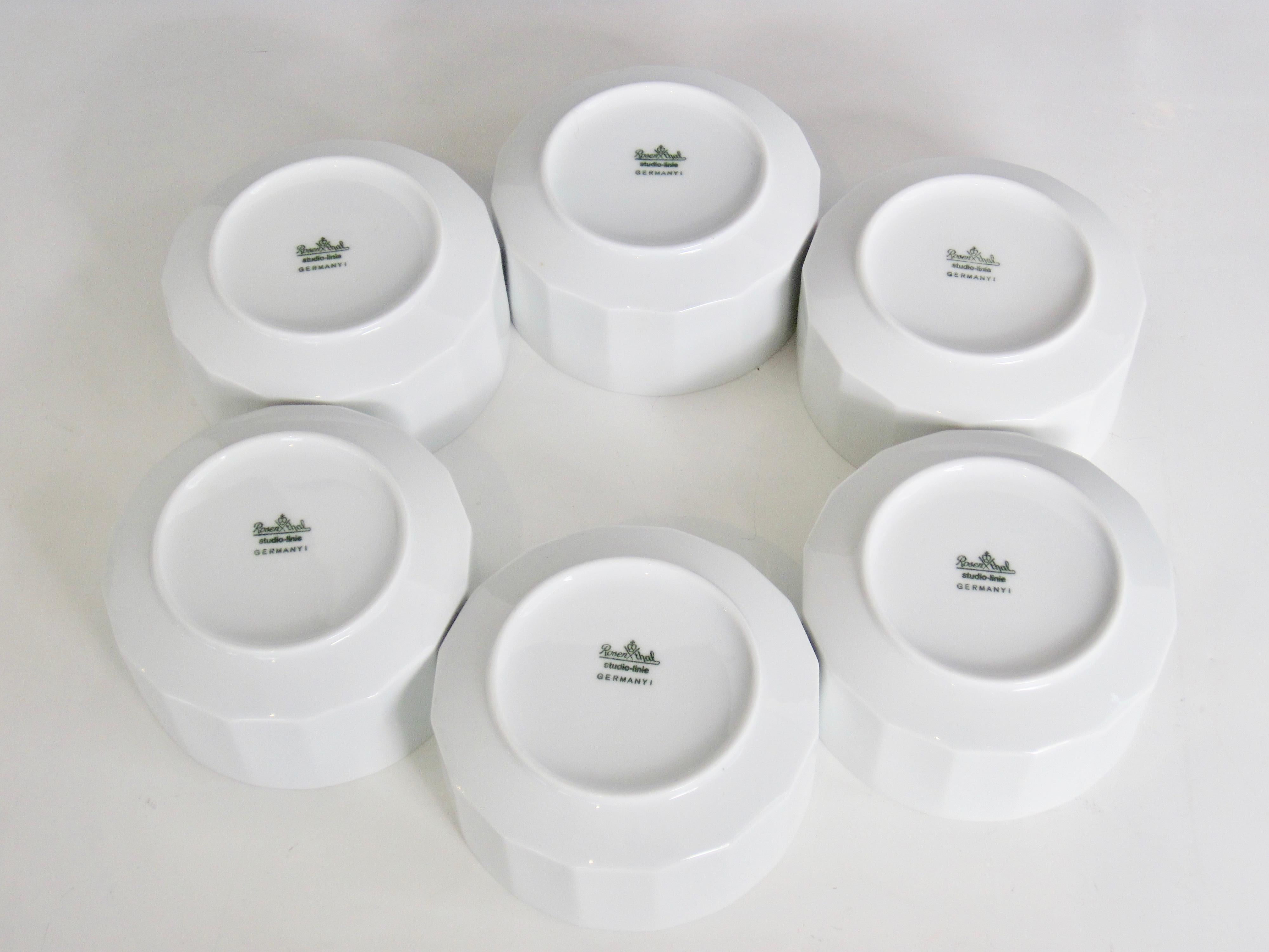 Tapio Wirkkala Rosenthal Germany Studio-Linie White Polygon Bowls, Set of Six In Good Condition In Ferndale, MI