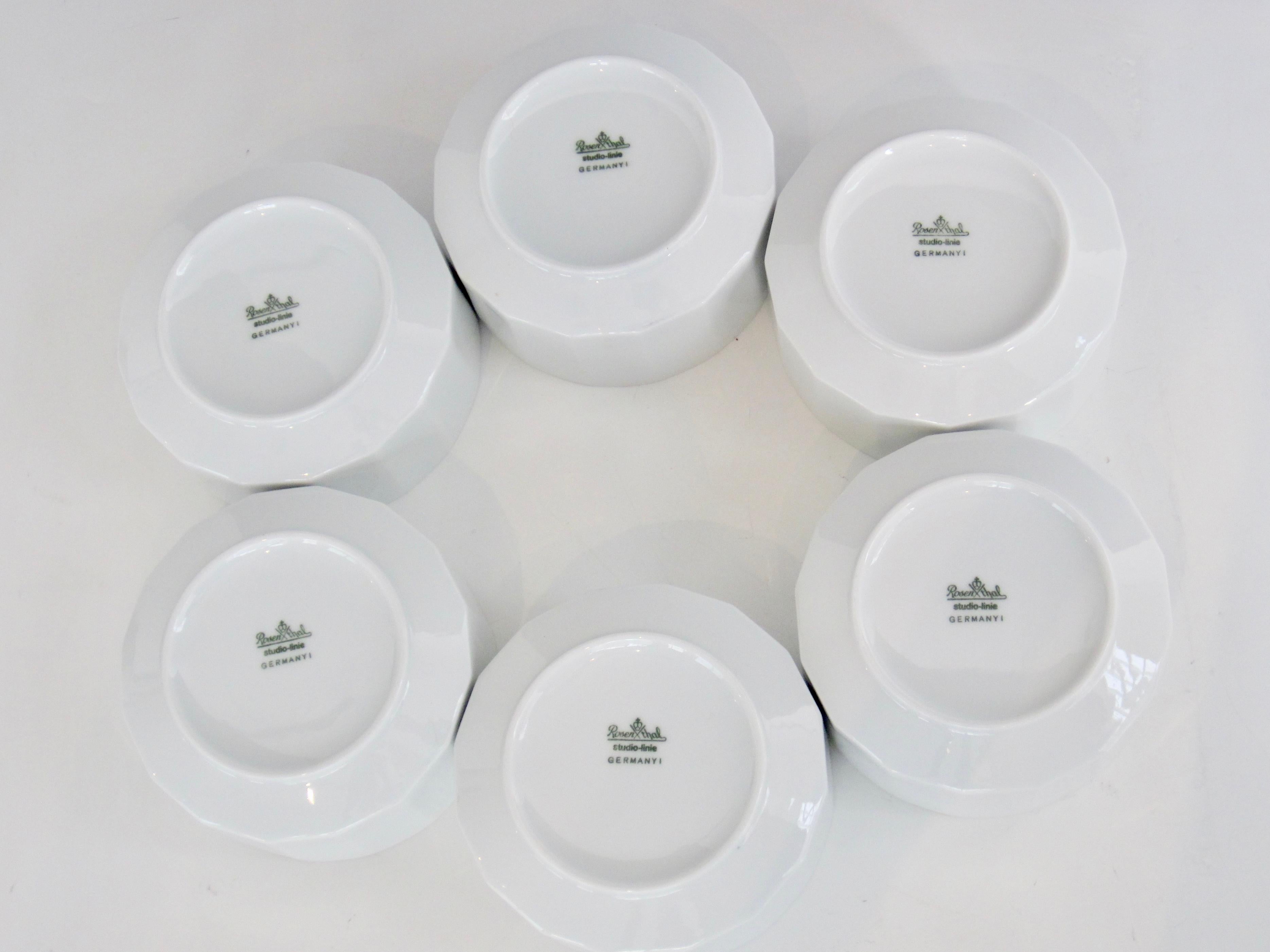 Late 20th Century Tapio Wirkkala Rosenthal Germany Studio-Linie White Polygon Bowls, Set of Six