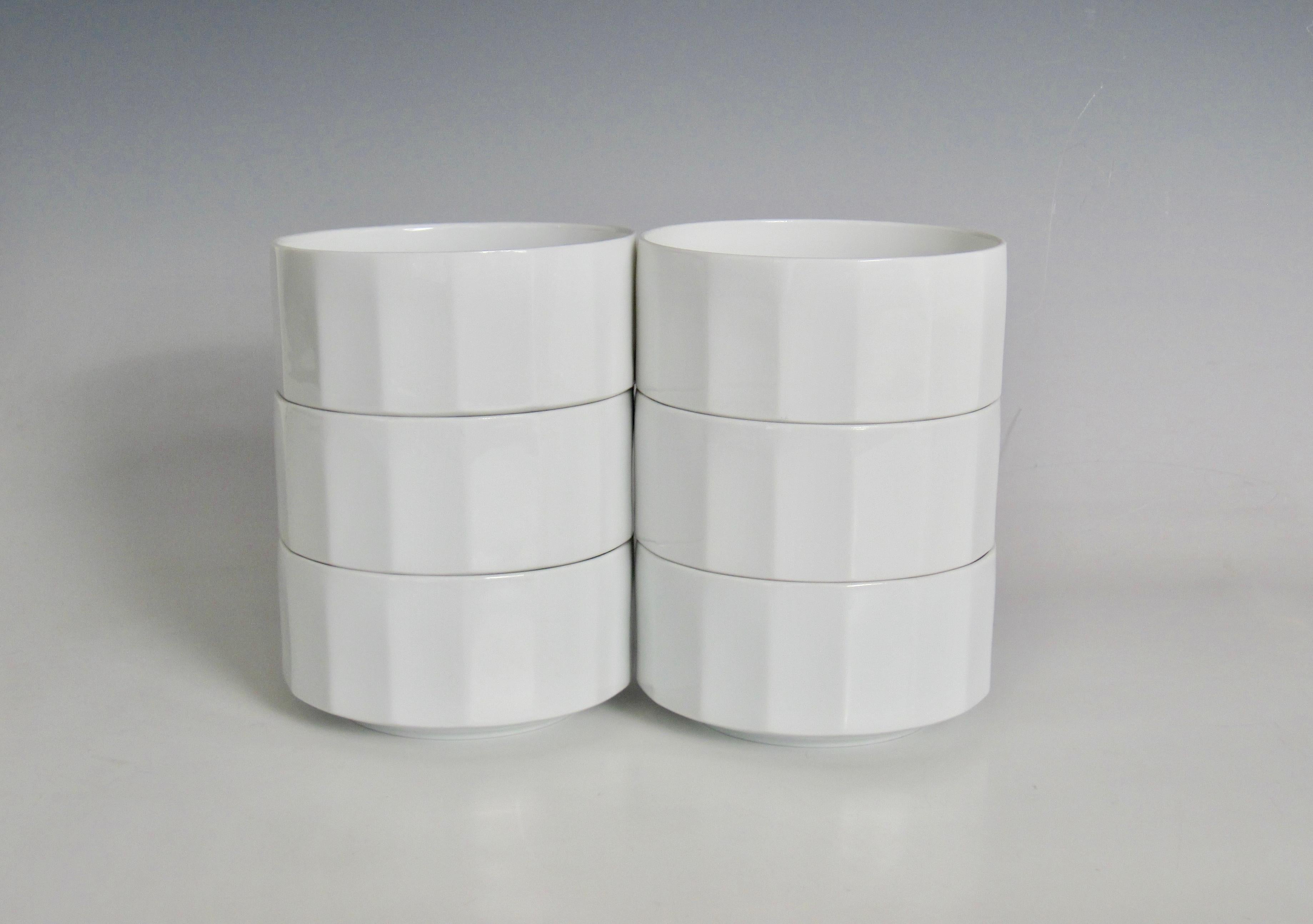 Porcelain Tapio Wirkkala Rosenthal Germany Studio-Linie White Polygon Bowls, Set of Six