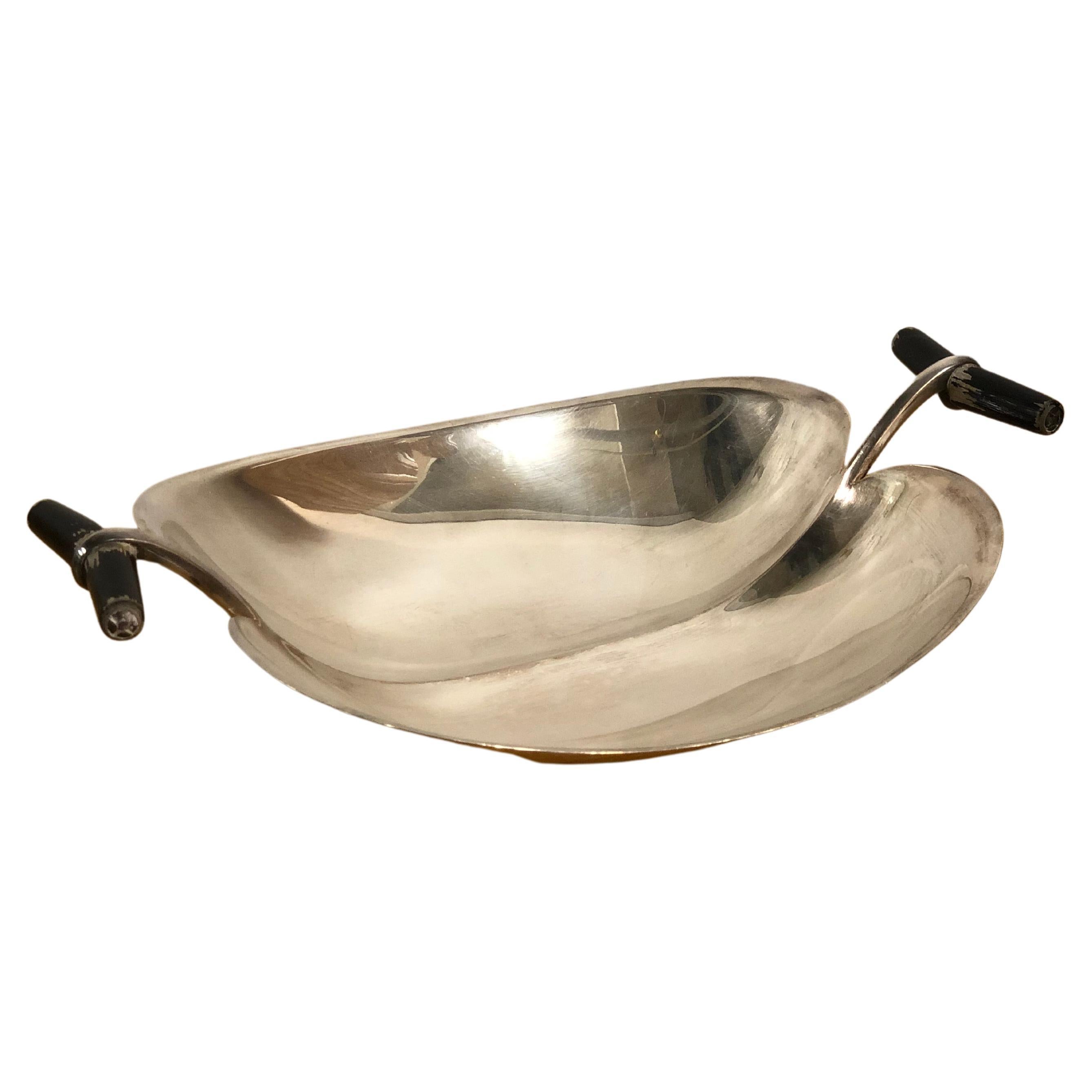 Tapio Wirkkala 'Apple' Silver Dish with Birch Handles TW 58, Kultakeskus 1950s