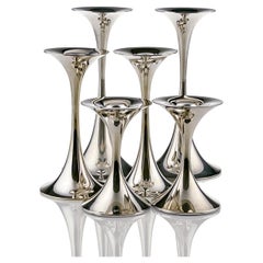 Tapio Wirkkala, Set of Six Silver "Trumpetti" Candlesticks, Kultakeskus, Finland
