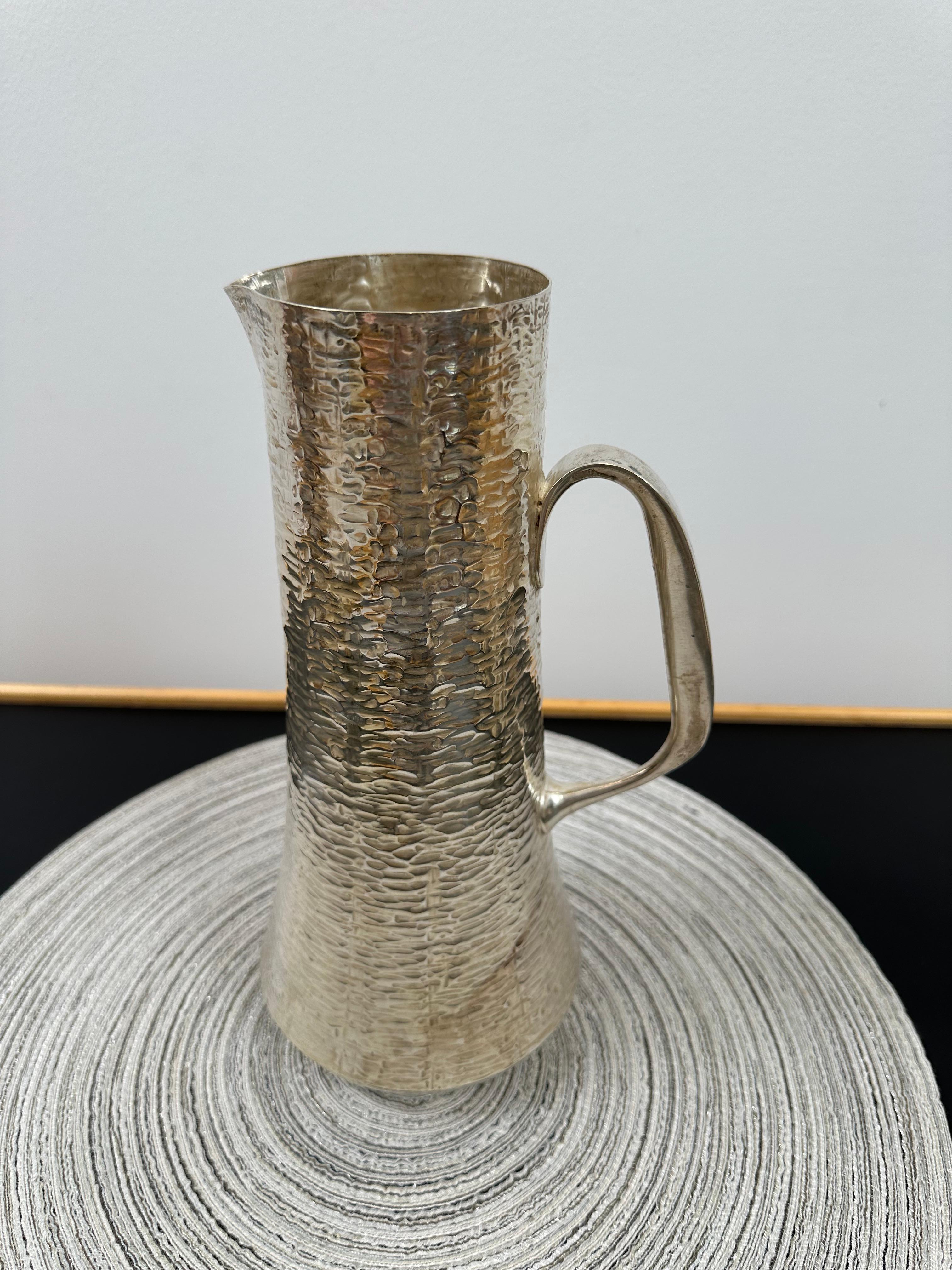 Tapio Wirkkala Set of Sterling Silver Hand Hammered Cups and a Pitcher For Sale 2