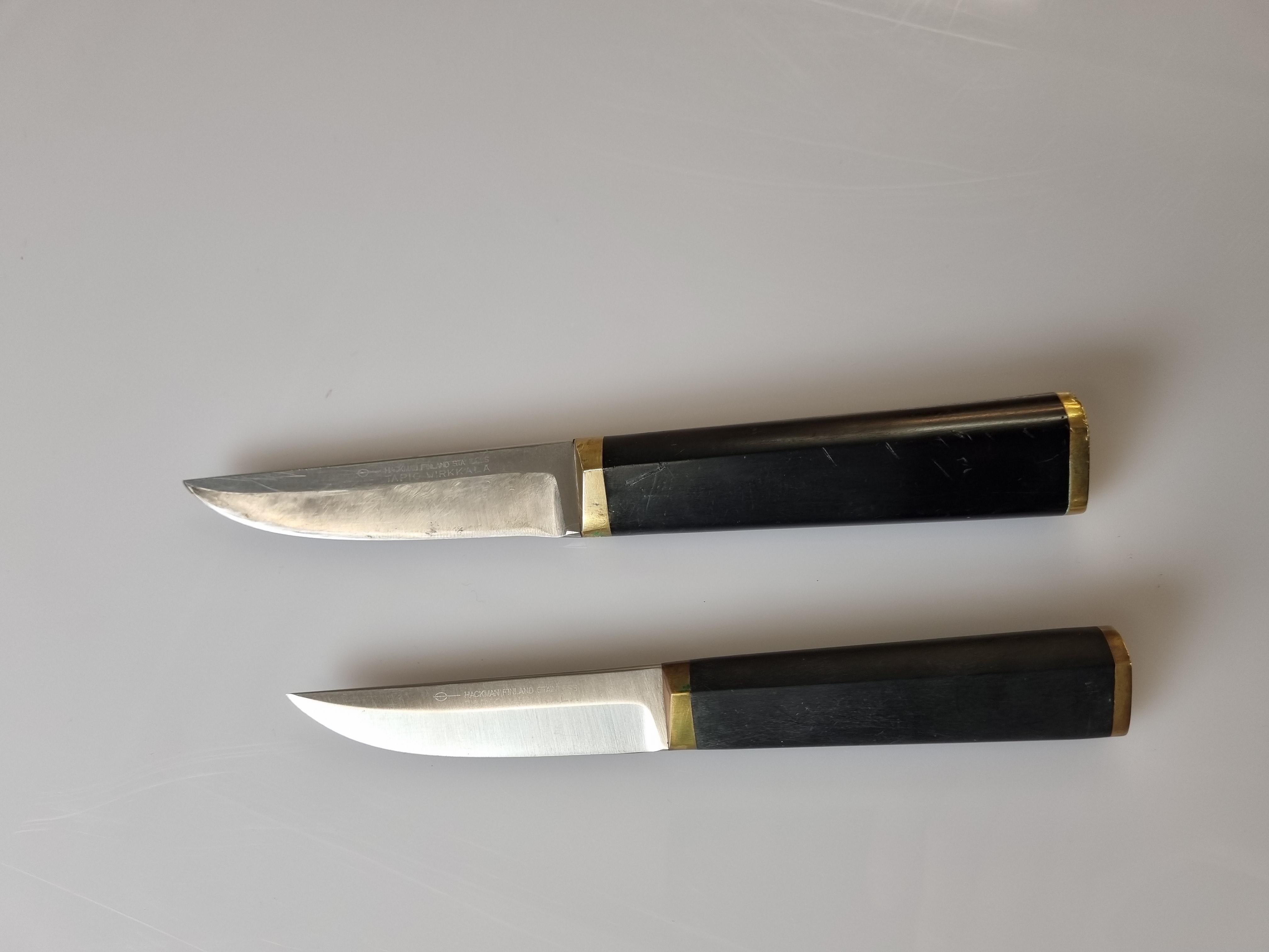 Mid-20th Century Tapio Wirkkala, Set of Two Knifes with Leather Steaths, Hackmann & Co