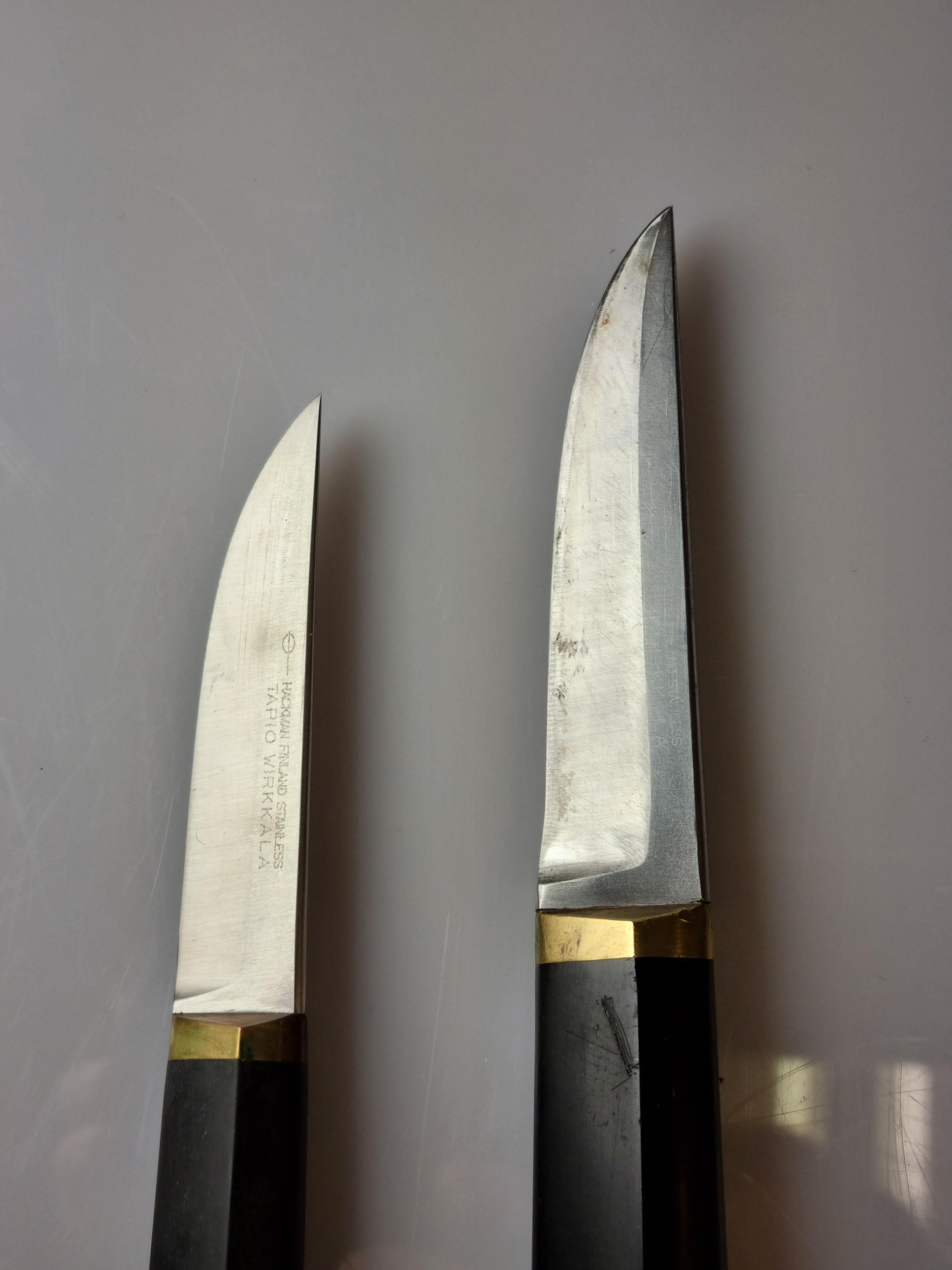 Brass Tapio Wirkkala, Set of Two Knifes with Leather Steaths, Hackmann & Co