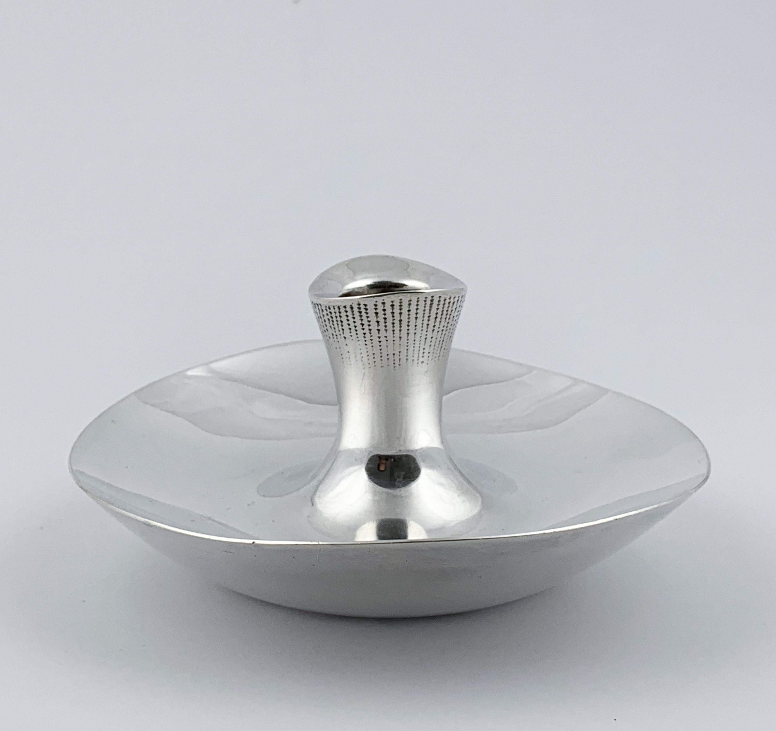 Finnish Tapio Wirkkala, Silver Candlestick with Engravings, Hopeatehdas Finland, 1959