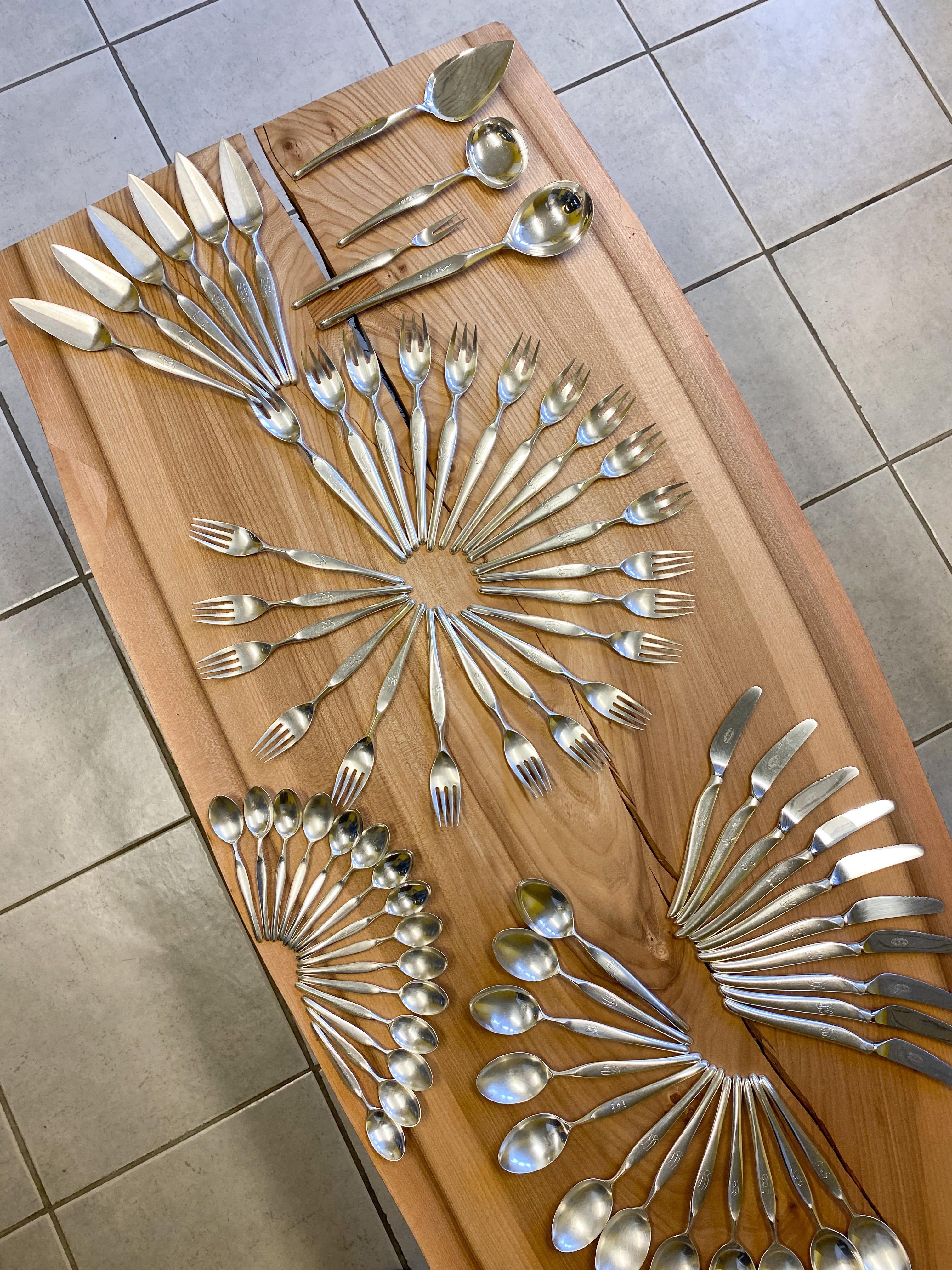 Tapio Wirkkala, Silver Wing Set 81 Pieces Silver For Sale 5