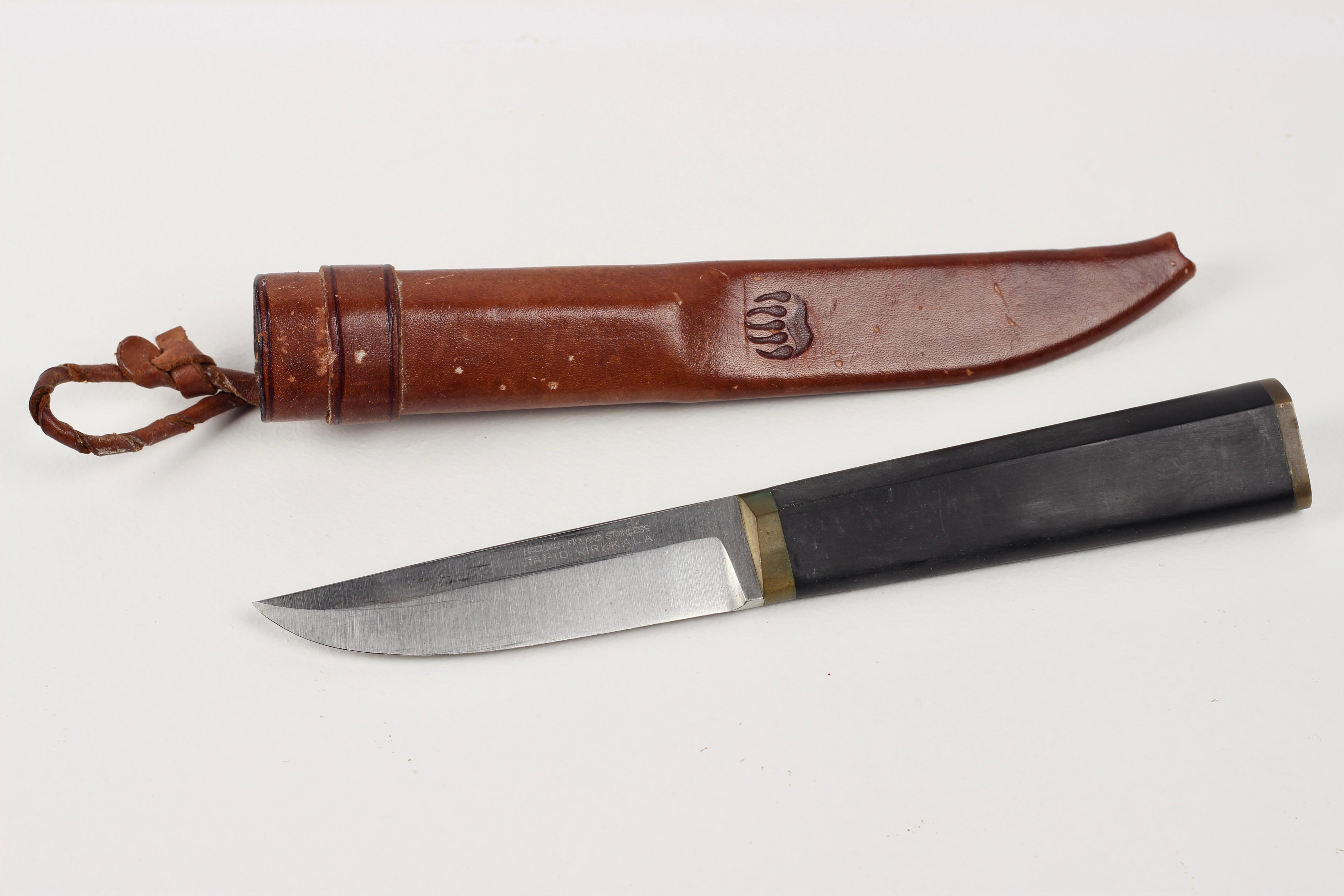 Tapio Wirkkala Stainless Steel Puukko Knife with Leather Sheath Hackman Finland For Sale 3