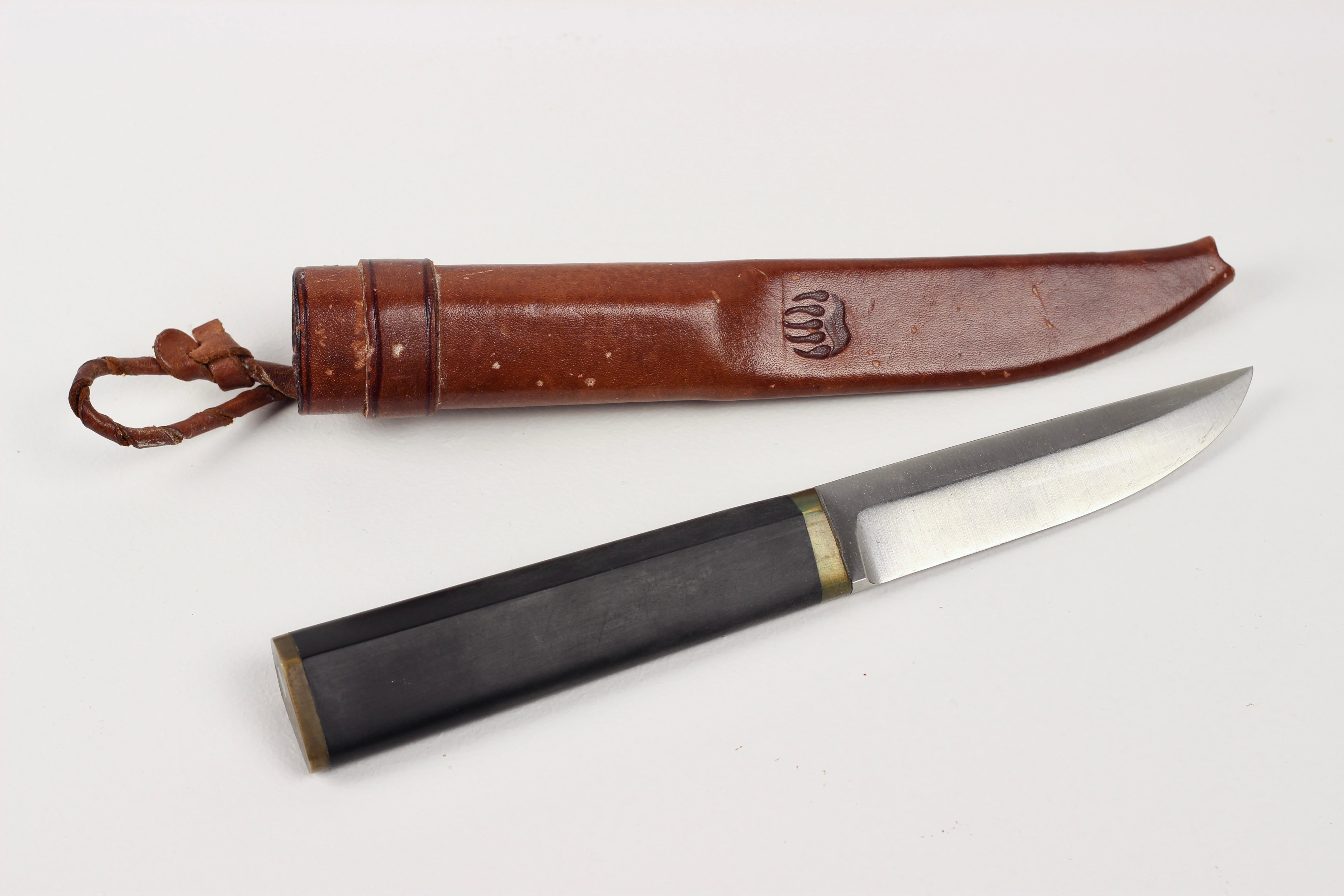 Tapio Wirkkala Stainless Steel Puukko Knife with Leather Sheath Hackman Finland For Sale 4