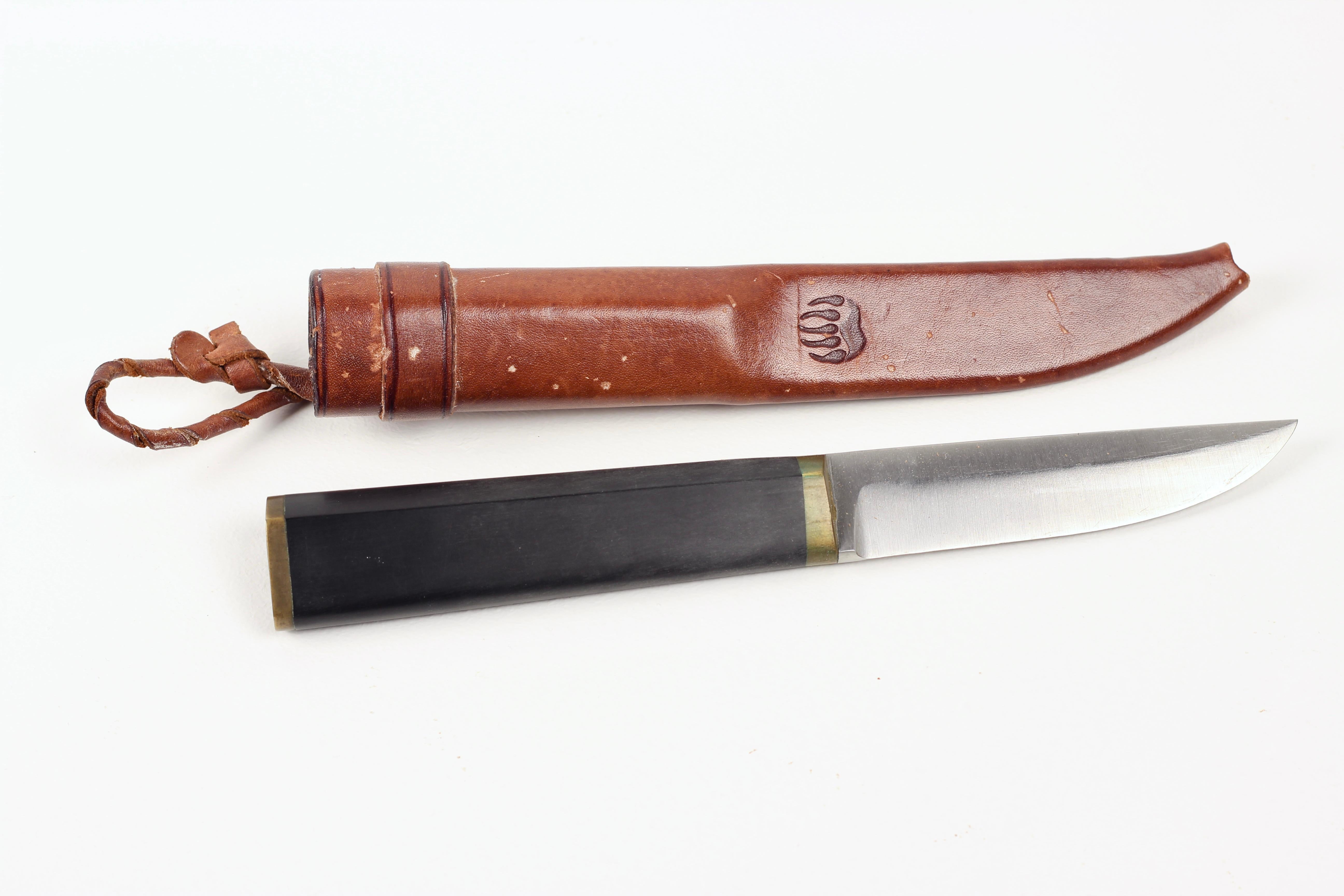 Tapio Wirkkala Stainless Steel Puukko Knife with Leather Sheath Hackman Finland For Sale 5