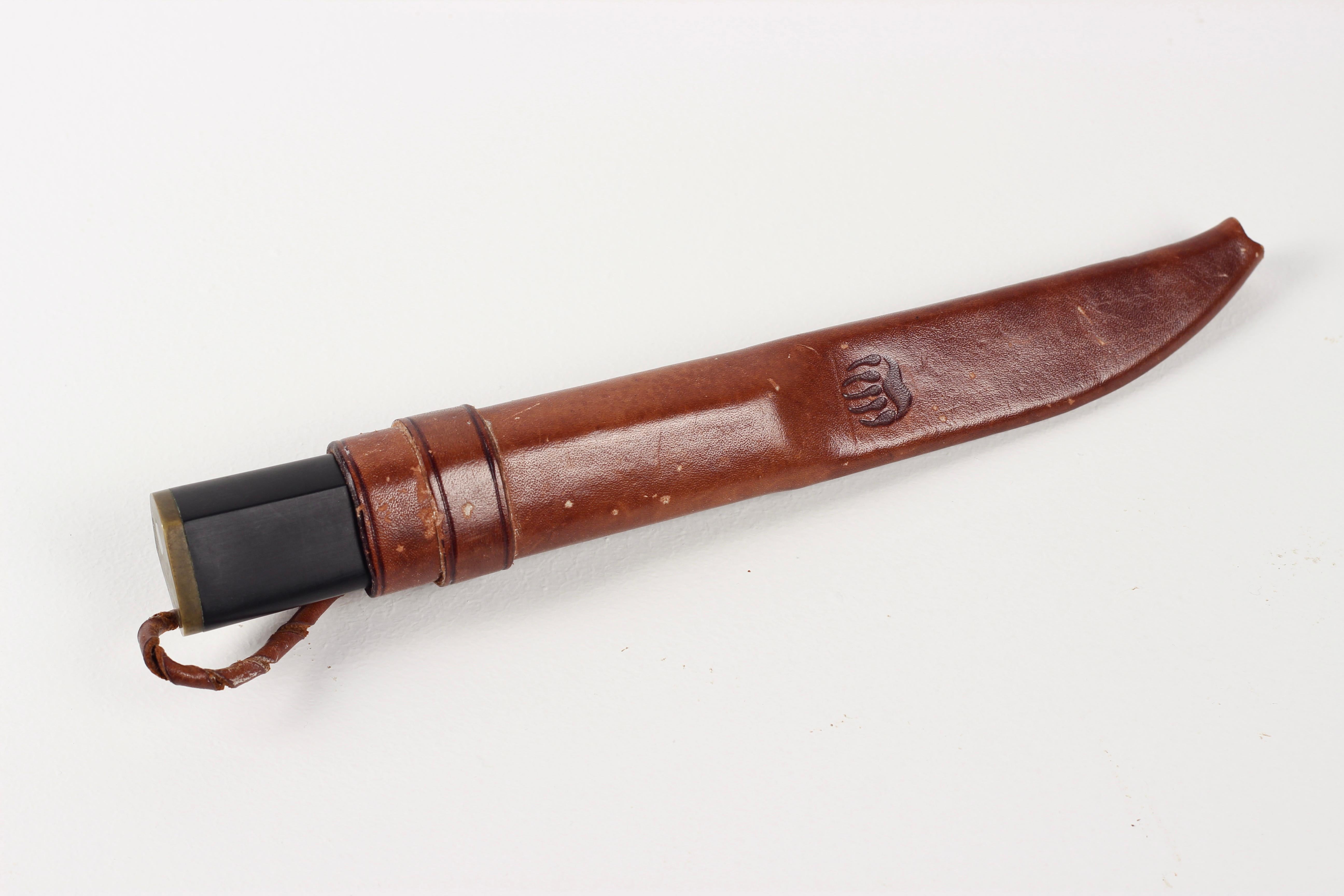Tapio Wirkkala Stainless Steel Puukko Knife with Leather Sheath Hackman Finland For Sale 6