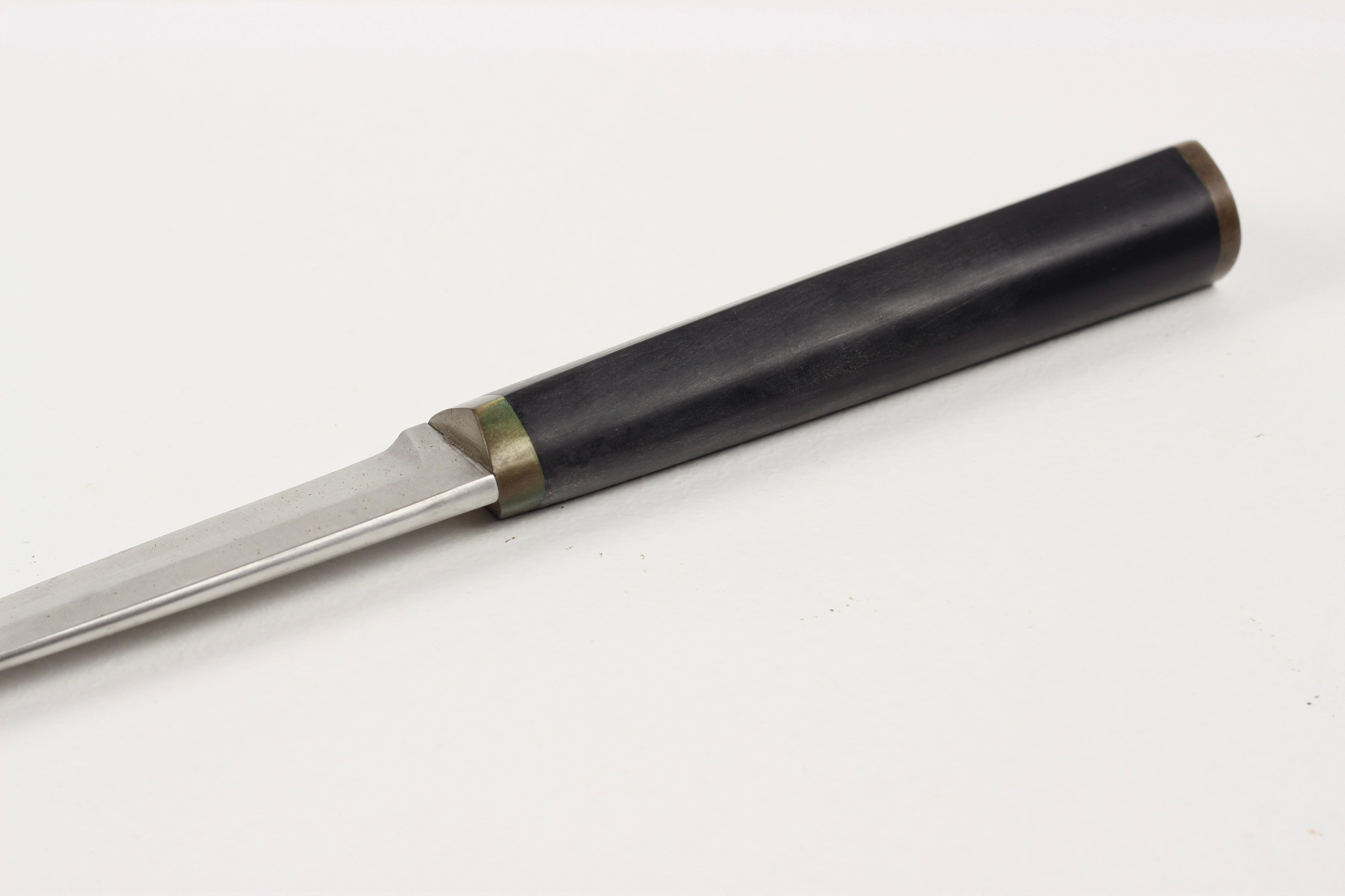 Engraved Tapio Wirkkala Stainless Steel Puukko Knife with Leather Sheath Hackman Finland For Sale