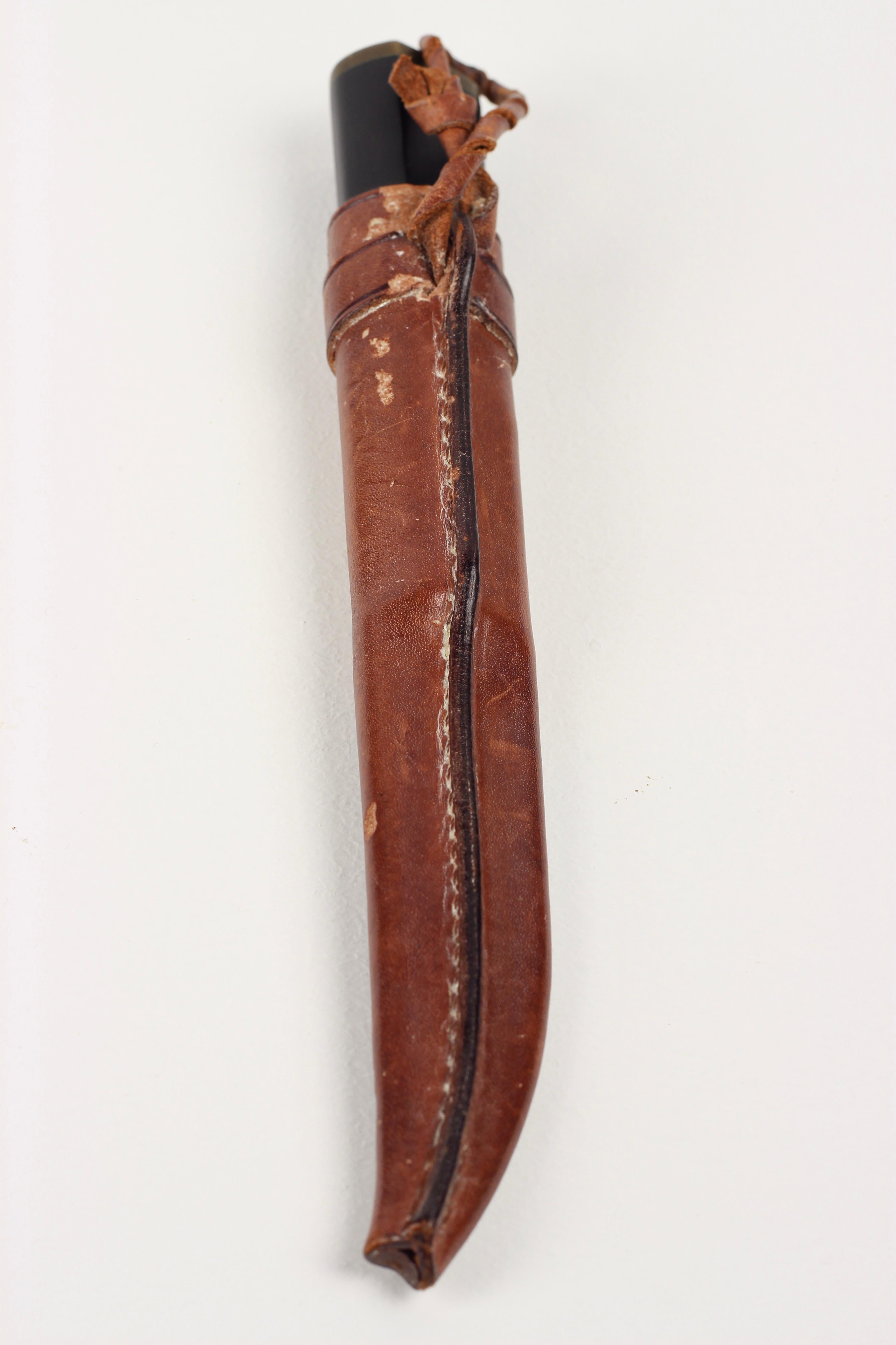Tapio Wirkkala Stainless Steel Puukko Knife with Leather Sheath Hackman Finland For Sale 1