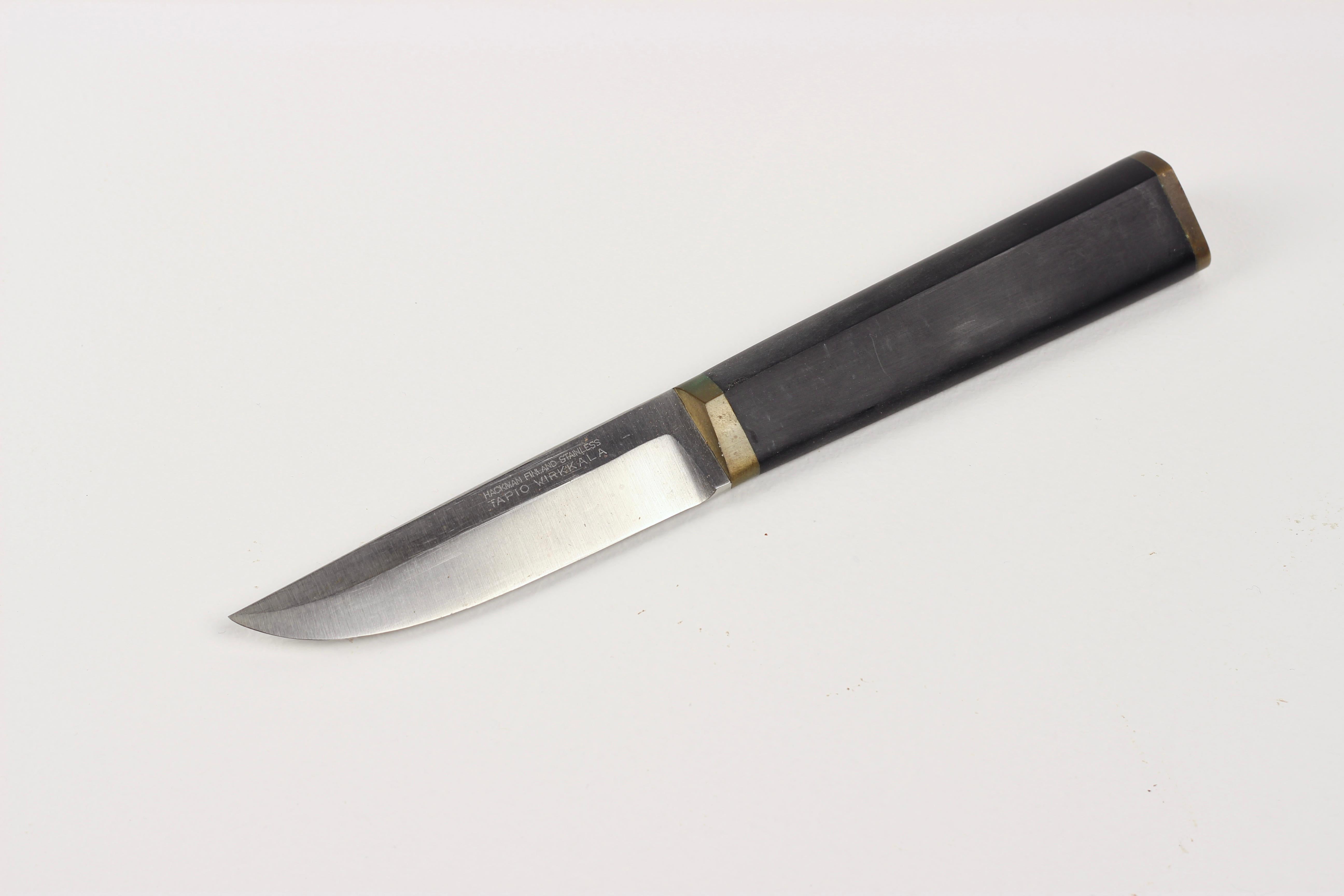 Tapio Wirkkala Stainless Steel Puukko Knife with Leather Sheath Hackman Finland For Sale 2