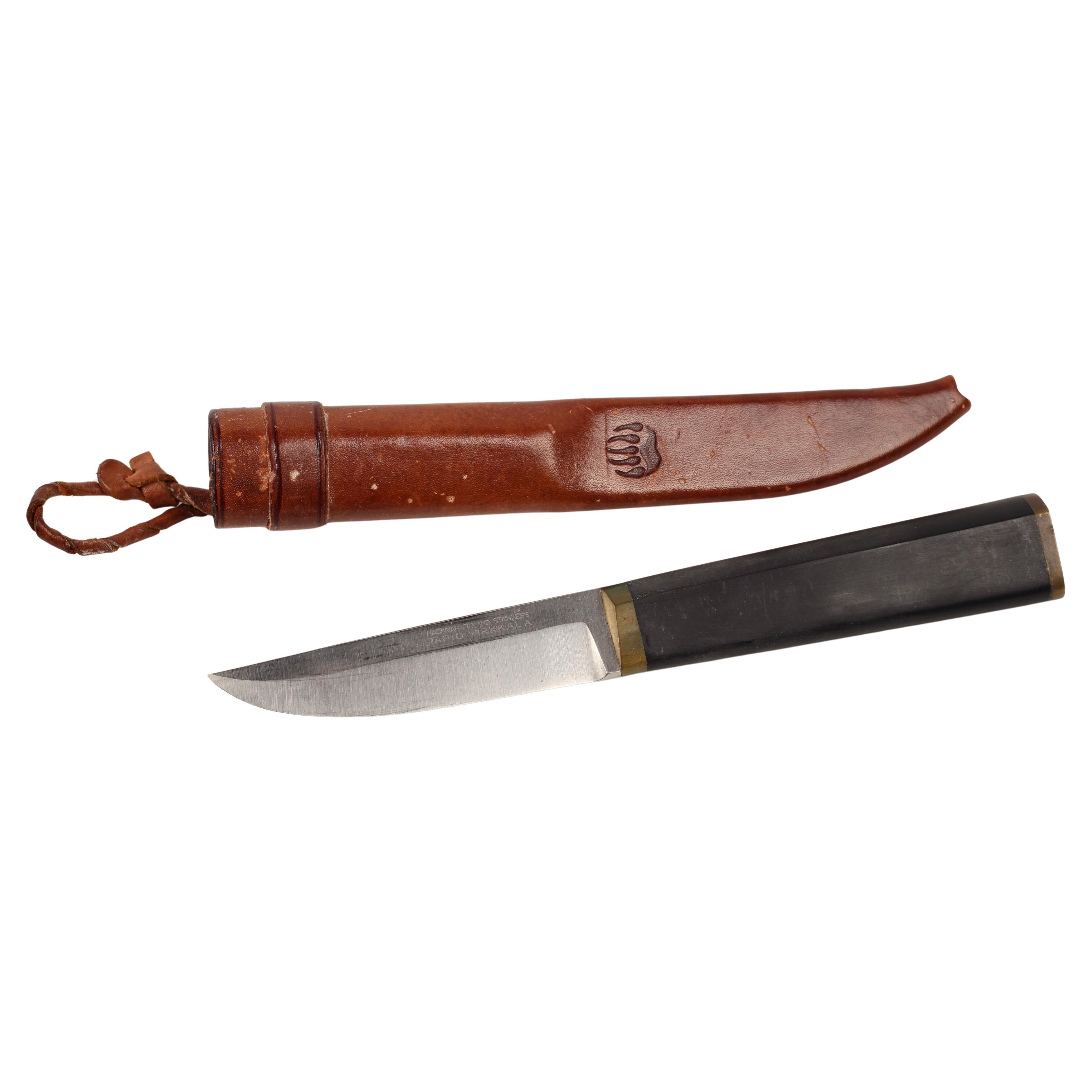 Tapio Wirkkala Stainless Steel Puukko Knife with Leather Sheath Hackman Finland For Sale