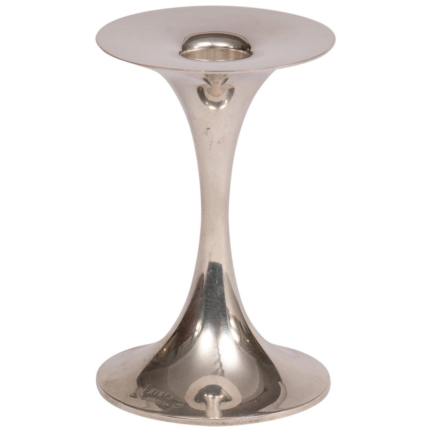 Tapio Wirkkala Sterling Silver Trumpet Candlestick by Kultakeskus For Sale