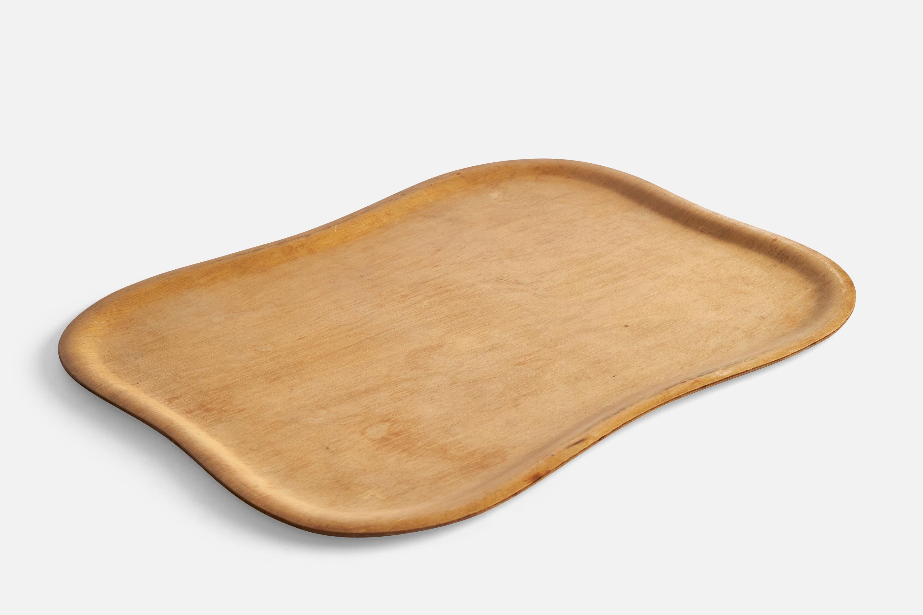 A birch plywood tray designed by Tapio Wirkkala and produced by Soinne & Knioy, Finland, 1950s