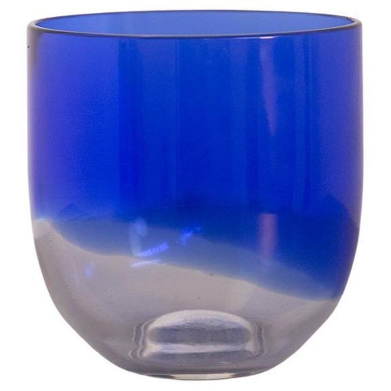 Tapio Wirkkala Vintage Blue and Transparent Glass Vase for Venini For Sale  at 1stDibs