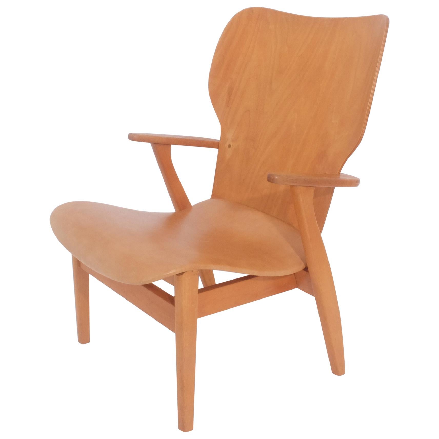 Tapiovaara "High Back Lounge Chair" for Domus Academy 1948 Signed Keravan Puuteo For Sale