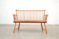 Tapiovaara Inspired Birch Spindle Back Loveseat