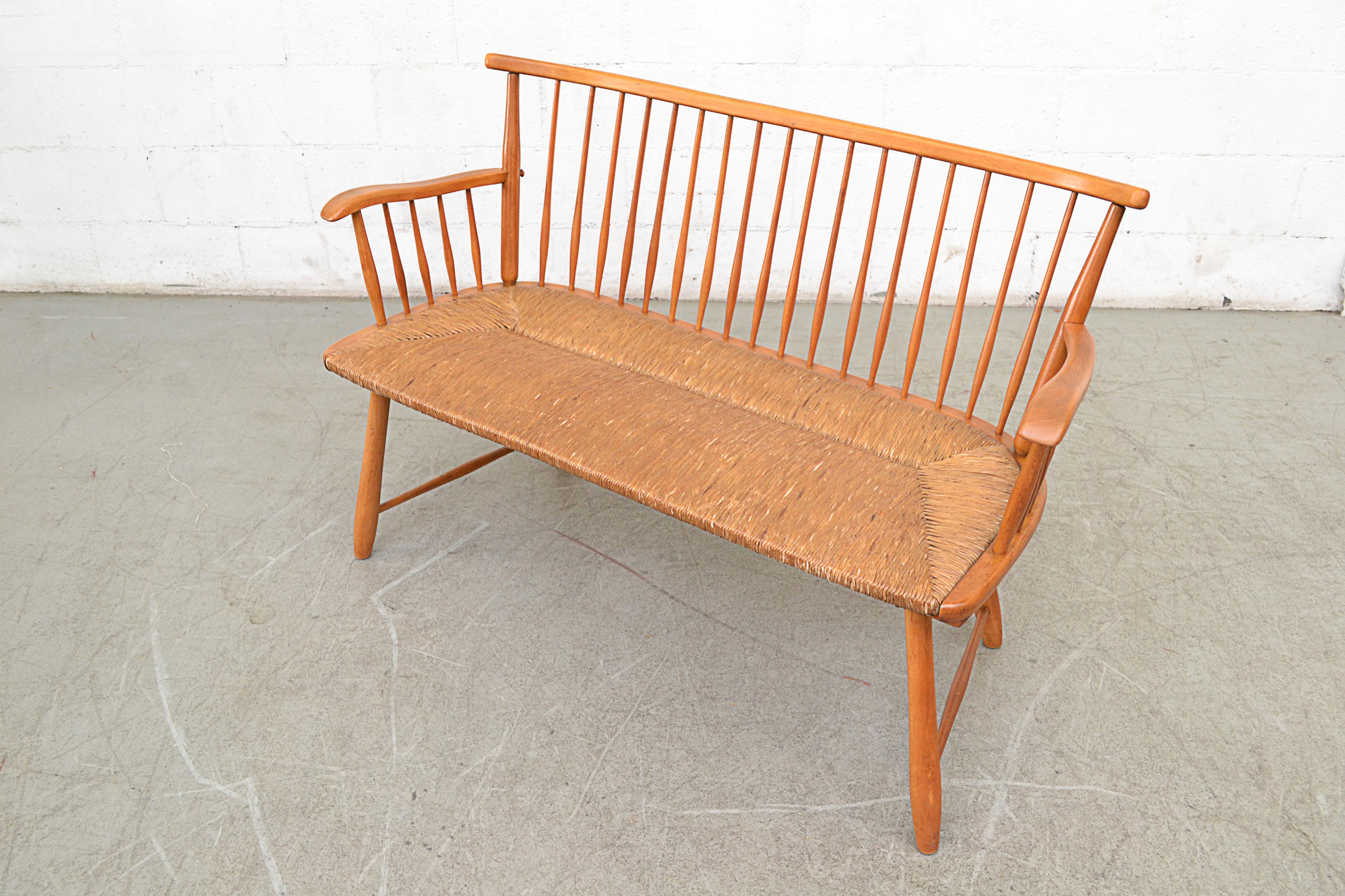 Rush Tapiovaara Inspired Birch Spindle Back Loveseat