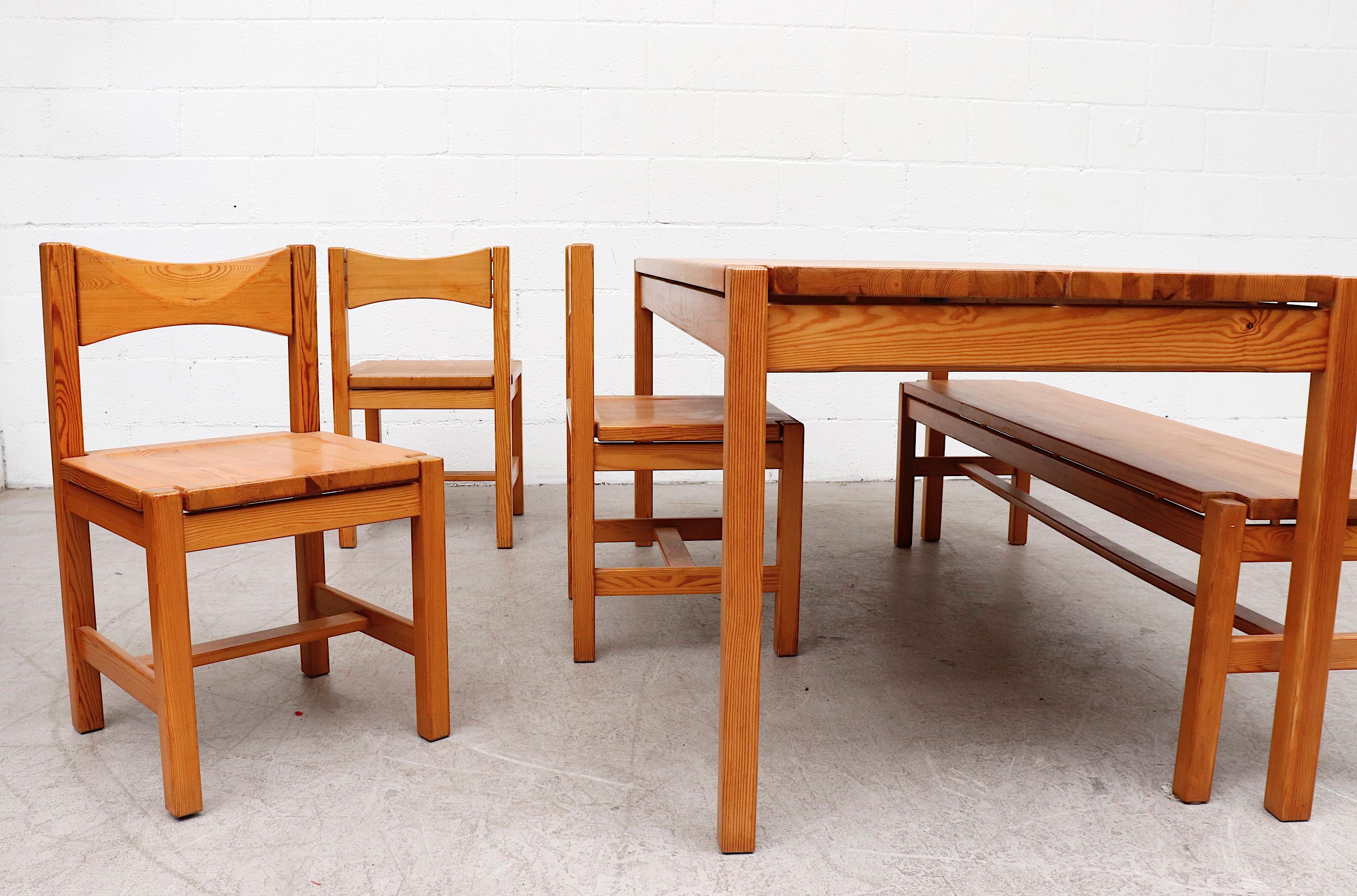 Tapiovaara Pine Dining Set with Bench and 3 Chairs 3