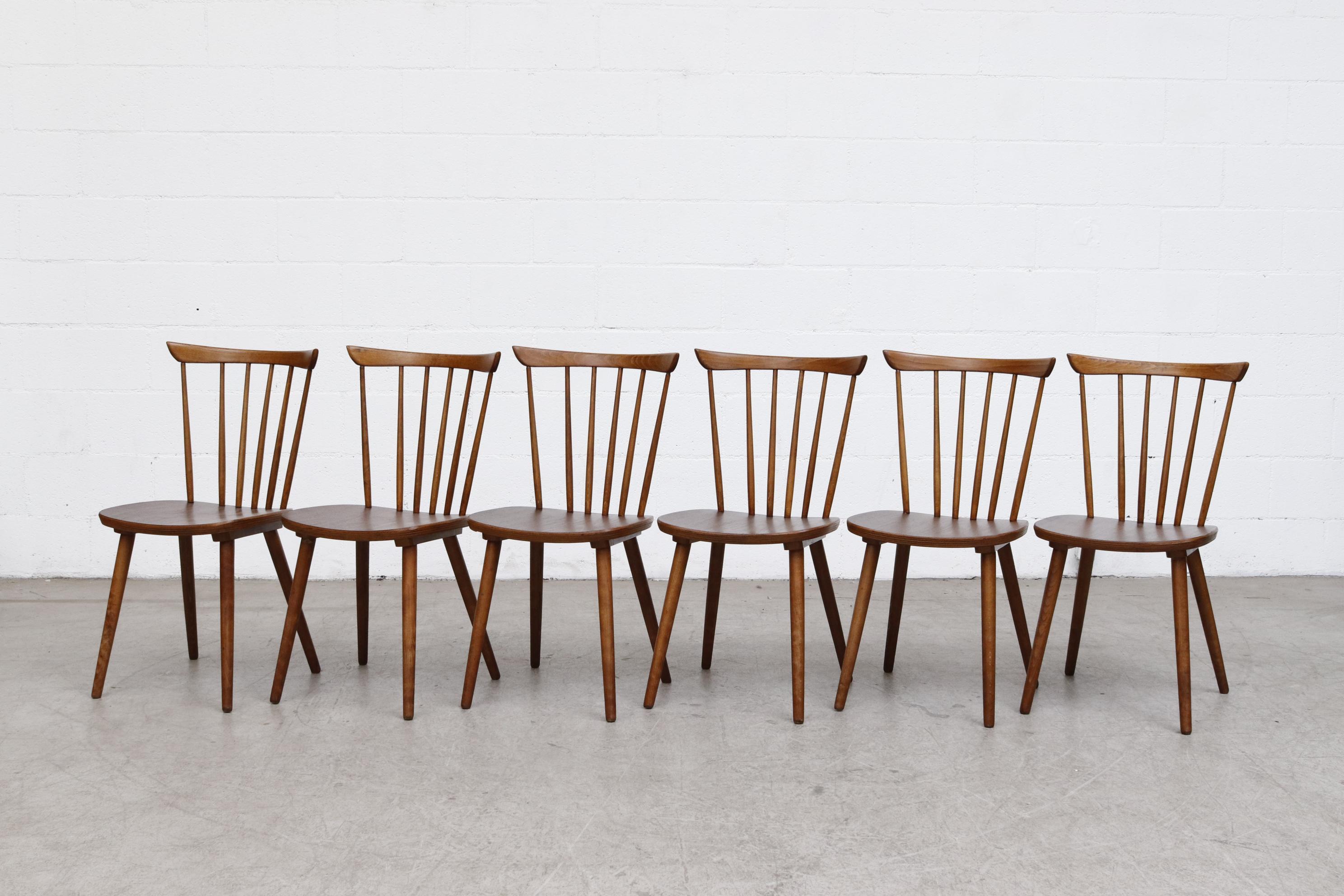 Mid-Century Modern Tapiovaara Style Spindle Back Dining Chairs