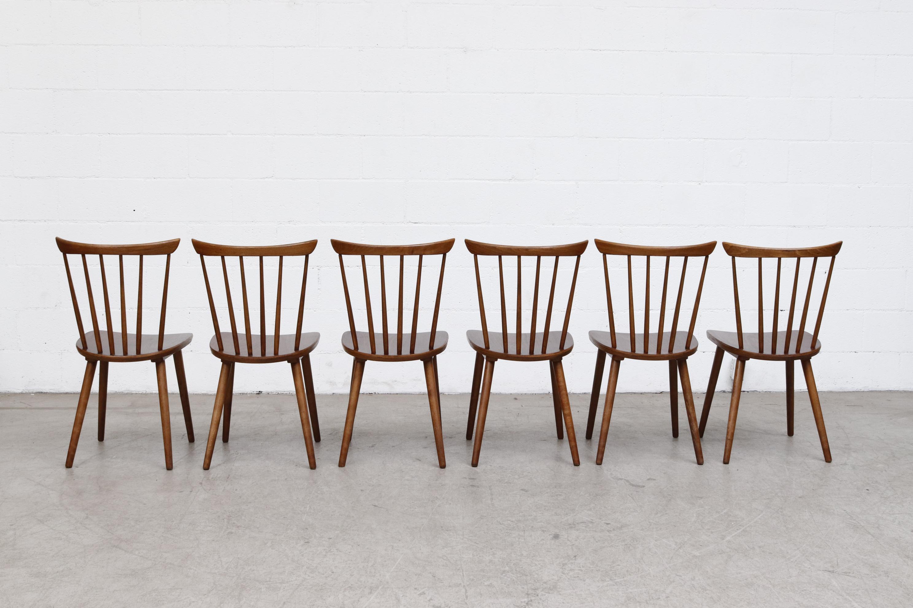 Mid-20th Century Tapiovaara Style Spindle Back Dining Chairs