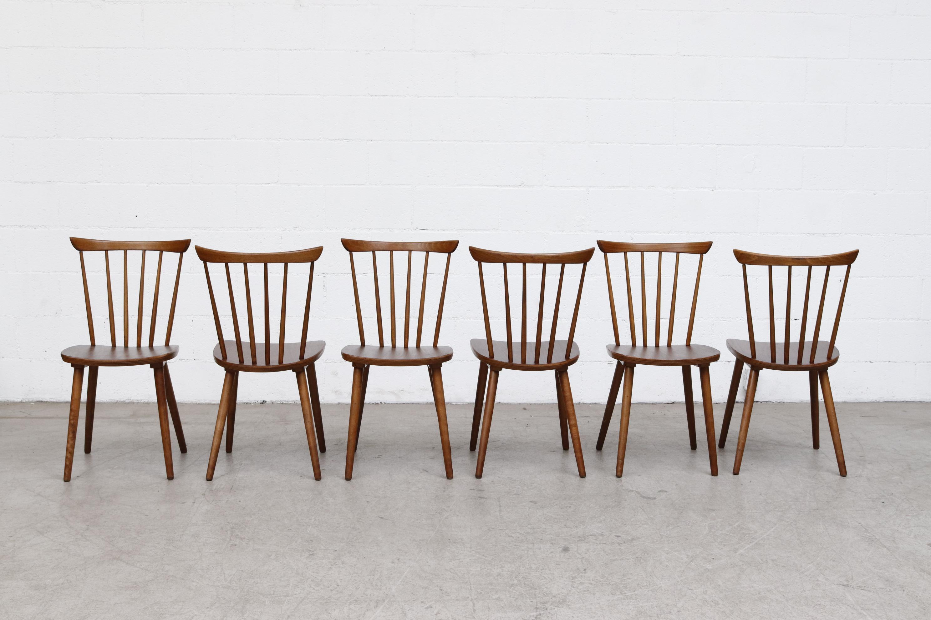 Wood Tapiovaara Style Spindle Back Dining Chairs