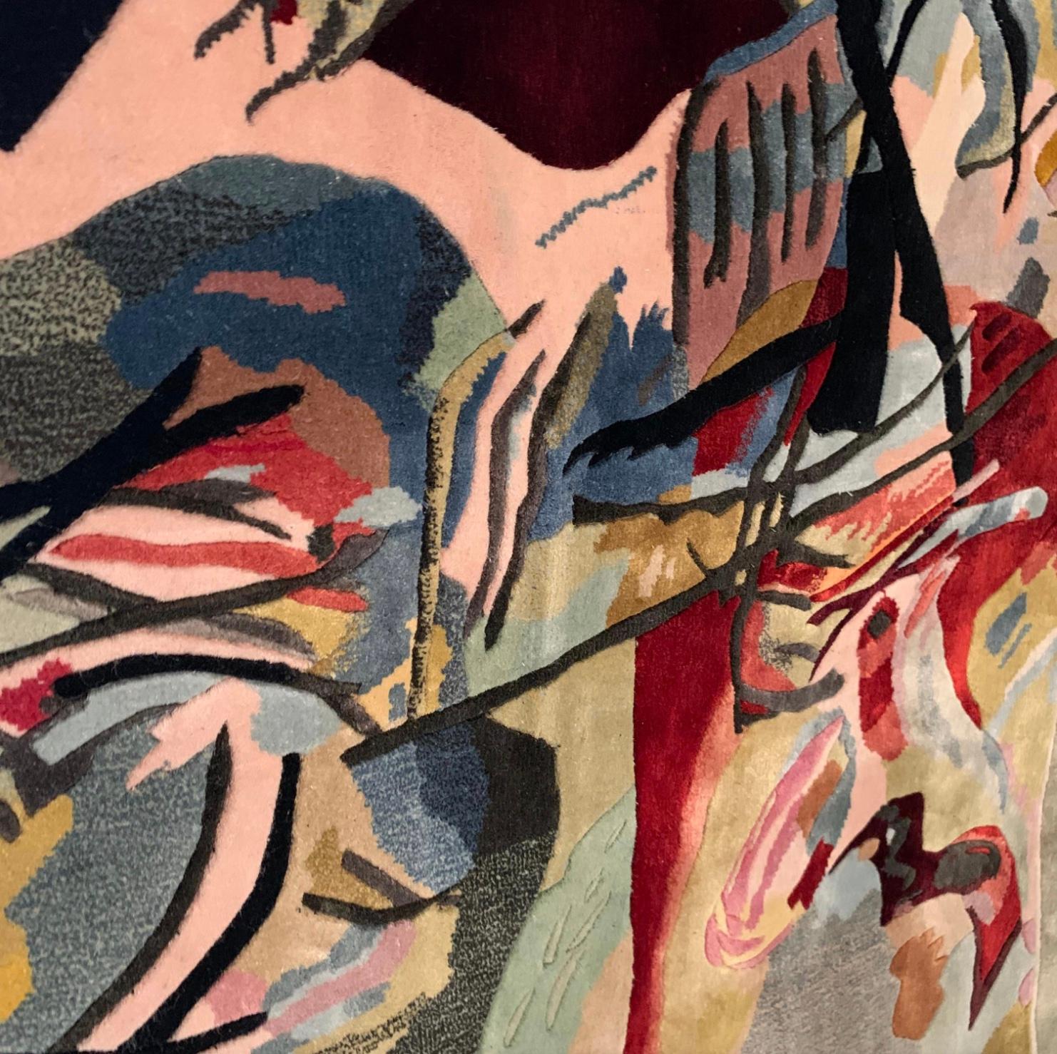 Hand-Knotted Tapis Mural en Soie d'après Peinture par Kadinsky For Sale