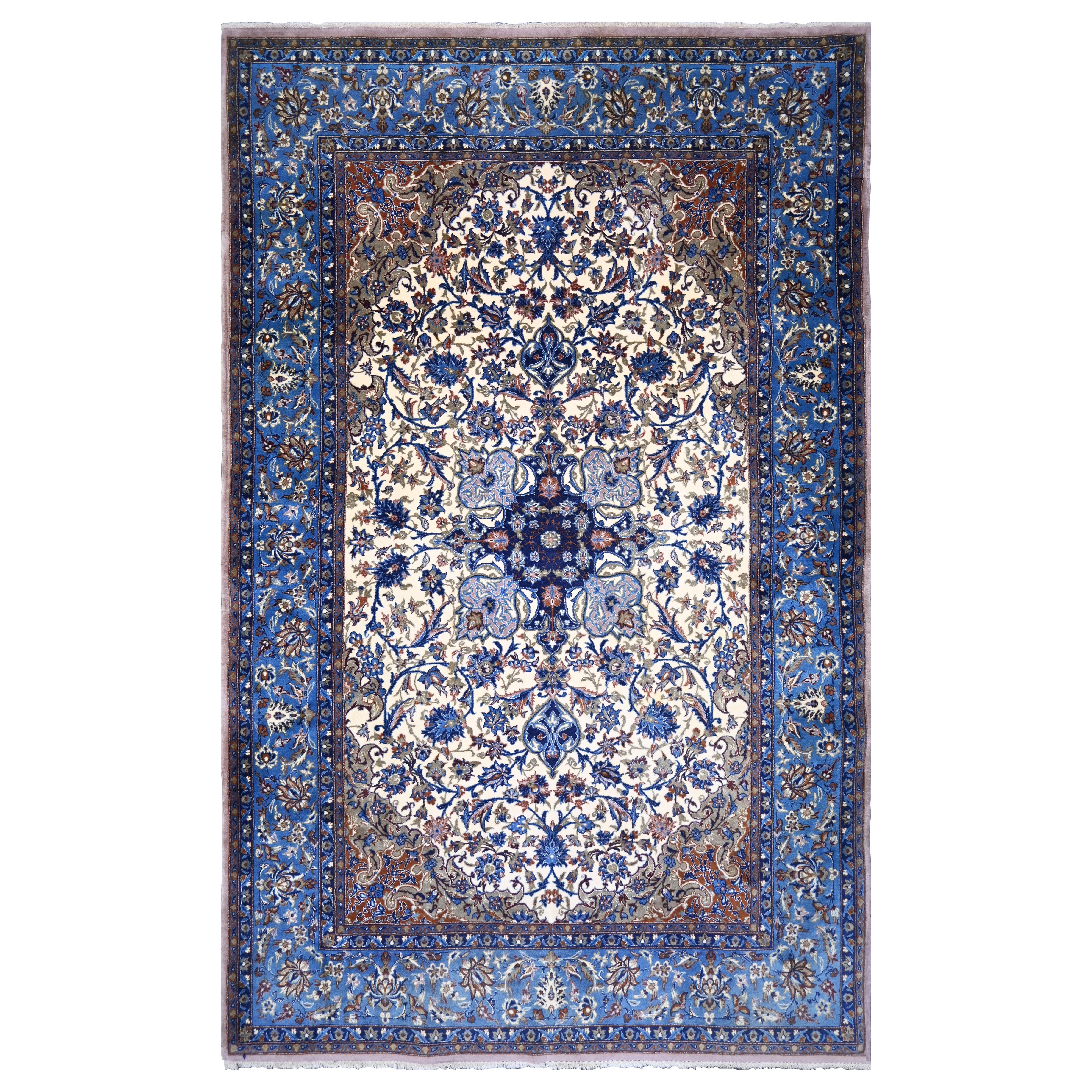 Tapis Persan Ispahan, Fait Main En Laine Et Soie - 1m80x1m08 - N° 748 For Sale