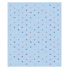 Tapis Rouge Stick Azzurro Rug, Blue Scandinavian style Hand-Knotted Wool Silk