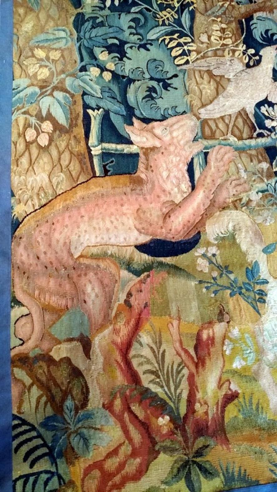 French Tapestry 16th century Aubusson ( Feuilles de choux ) Flemish 