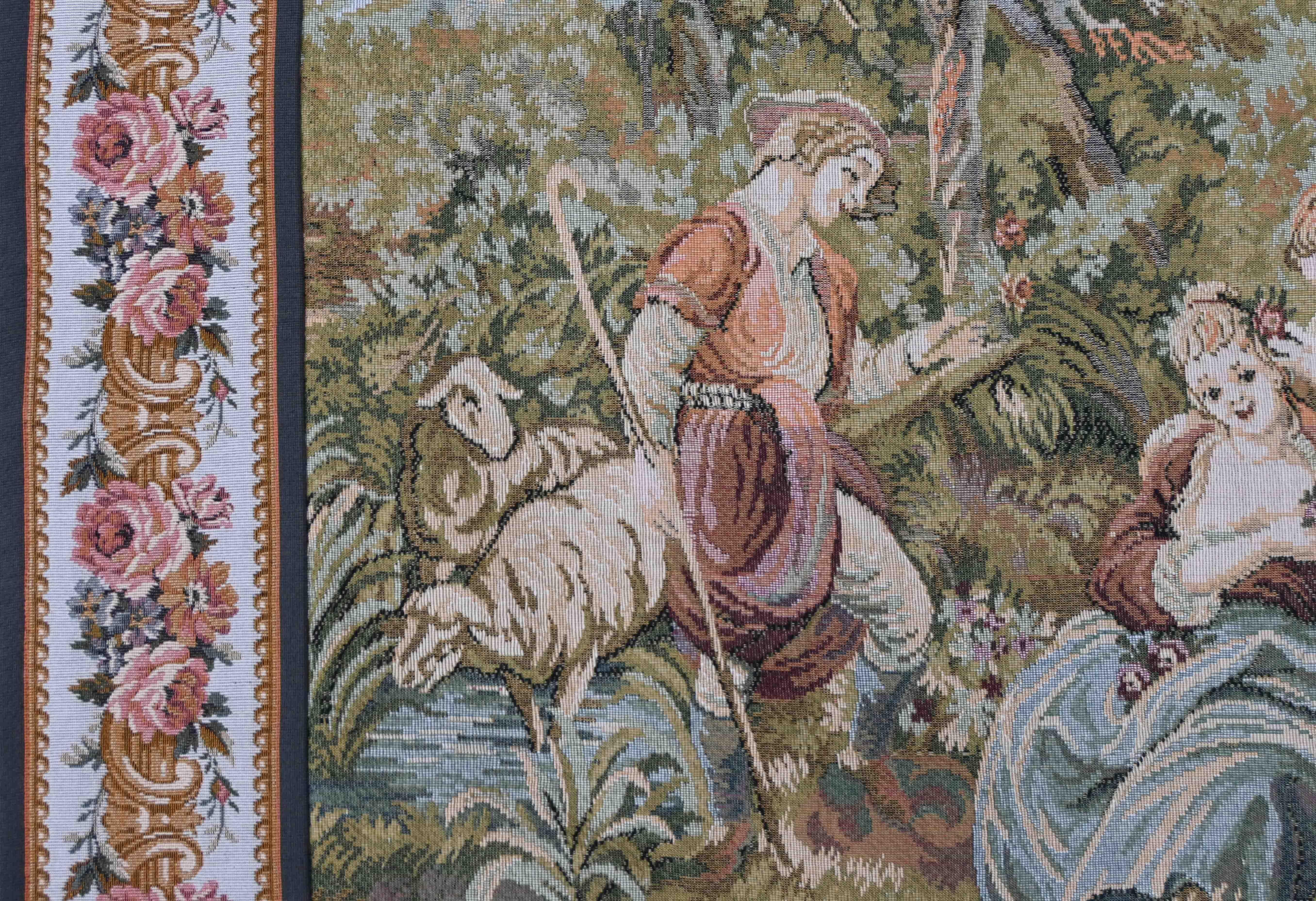 Français Tapisserie scène Pastorale de la Manufacture du Jacquard - 1m16x1m16 - N° 1458 en vente