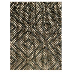 Olive green / Beige Natural Fiber Handcrafted Area Rug 5'7"x7'11" by Tapistelar