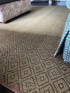 Olive green / Beige Natural Fiber Handcrafted Area Rug 6'7"x9'10" by Tapistelar