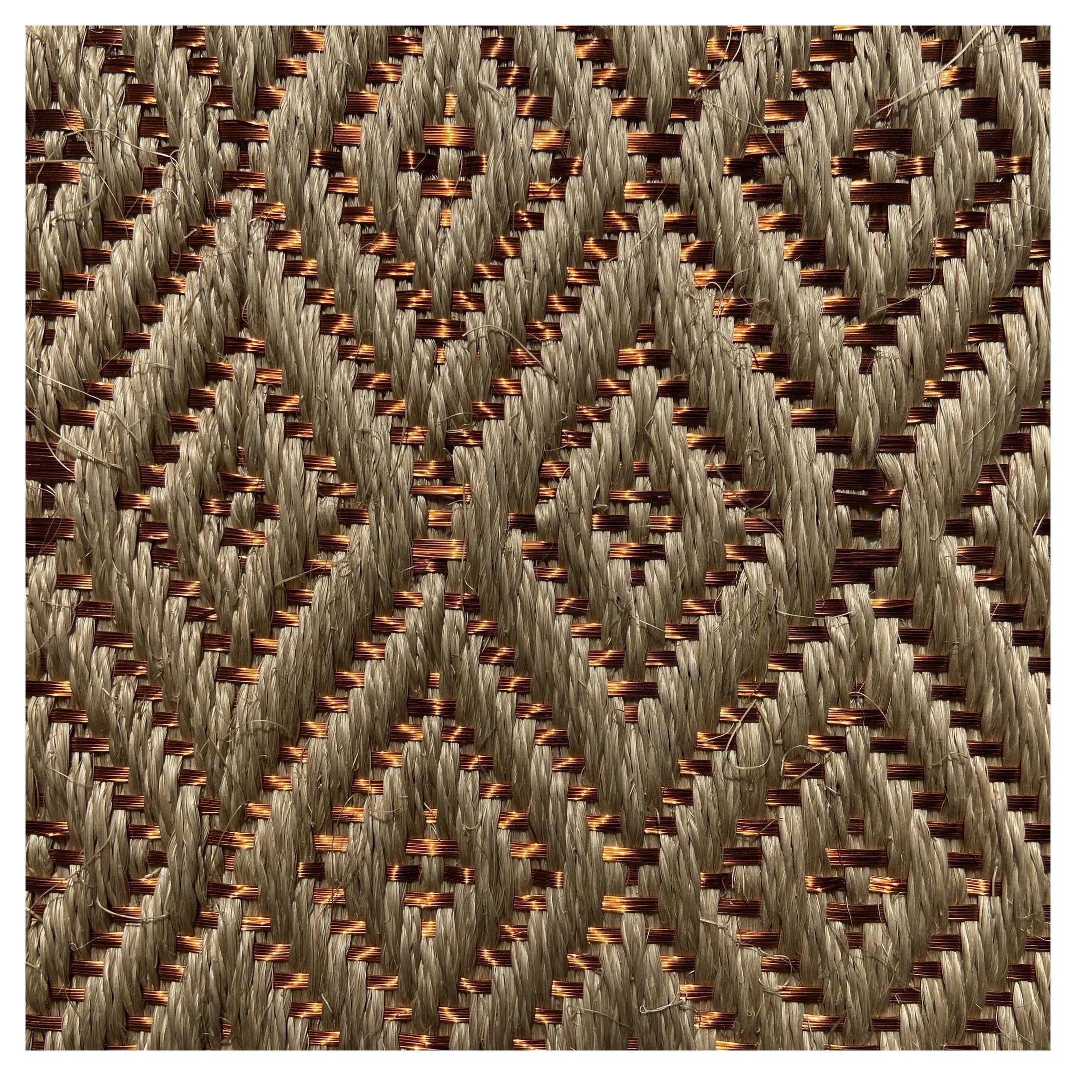 Sand Beige Natural Fiber / Copper Handcrafted Area Rug 6'7"x9'10" by Tapistelar For Sale