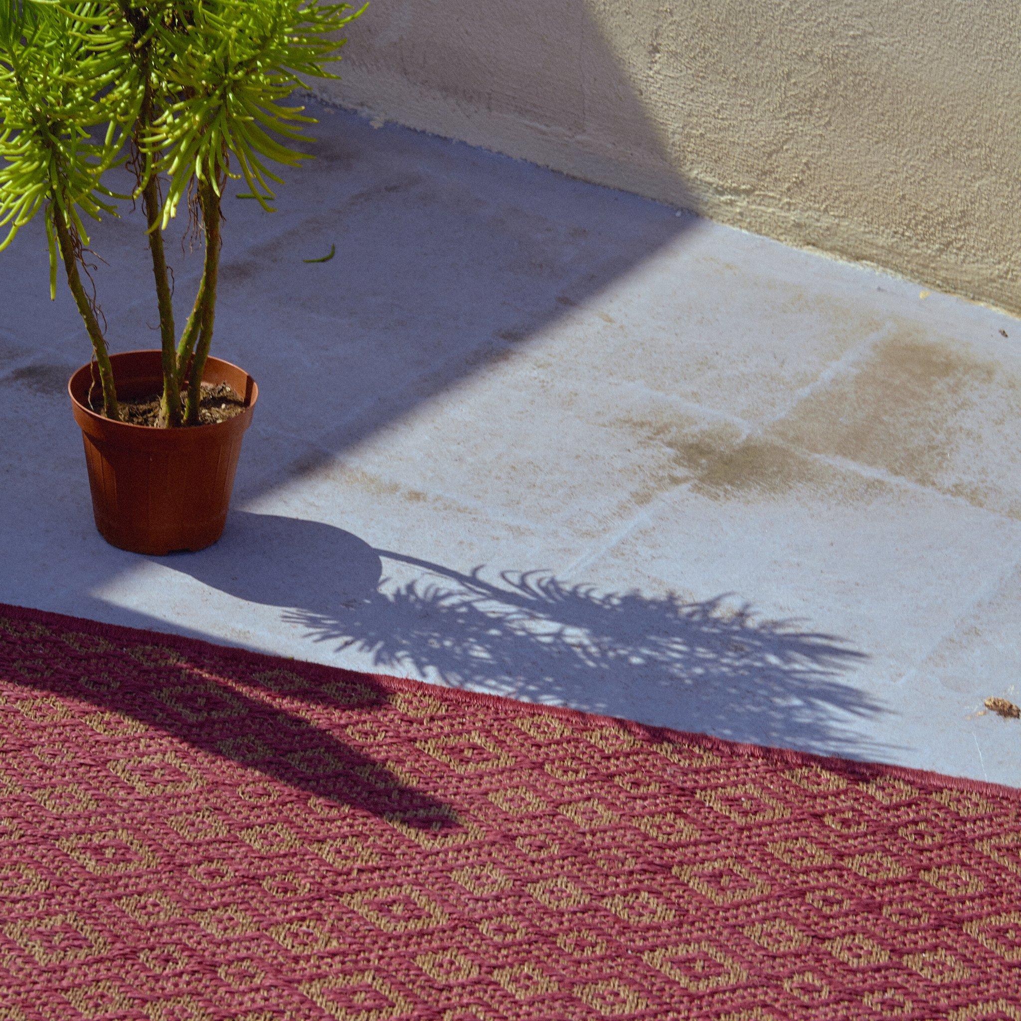 Red Wine and Umber Natural Fiber Handcrafted Area Rug 5'7