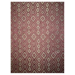 Red Wine and Umber Natural Fiber Handcrafted Area Rug 5'7"x7'11" by Tapistelar