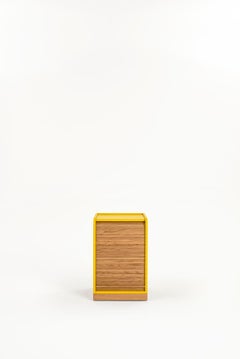 Tapparelle Cabinet on Wheels by Colé, Mustard Yellow Handcraft Solid Oak Shutter