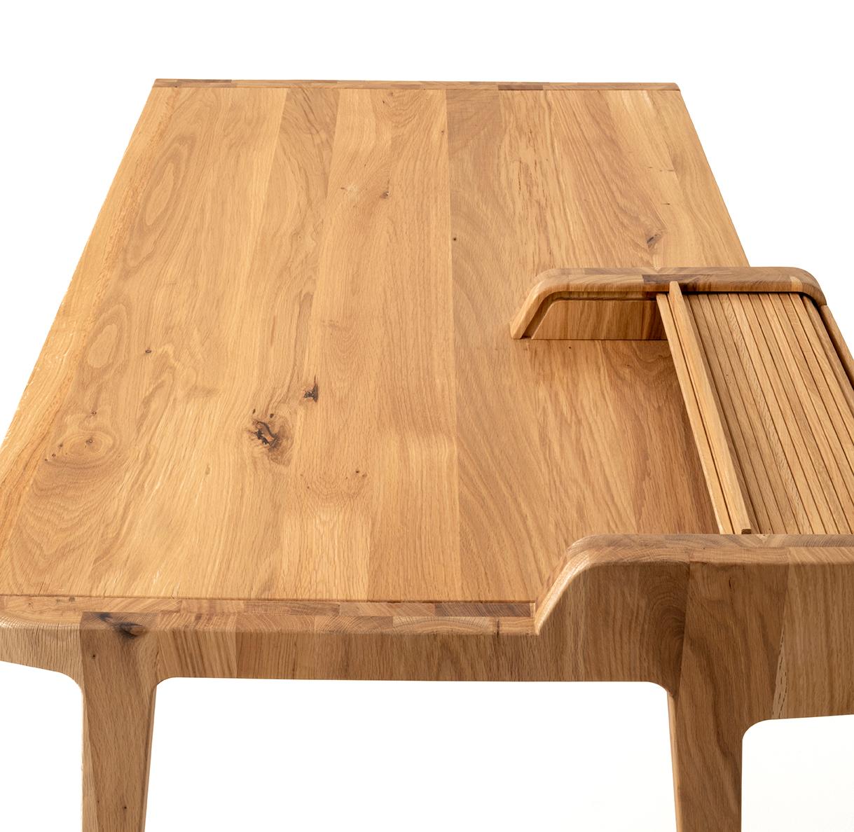 Italian Tapparelle Desk, in Solid Oak, Contemporary design, hand made in Italy For Sale