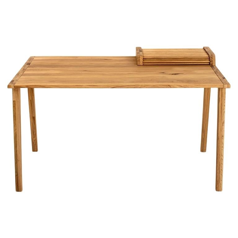 Tapparelle Desk, in Solid Oak, Inspired by Ancient Roll-Up Shutter Office