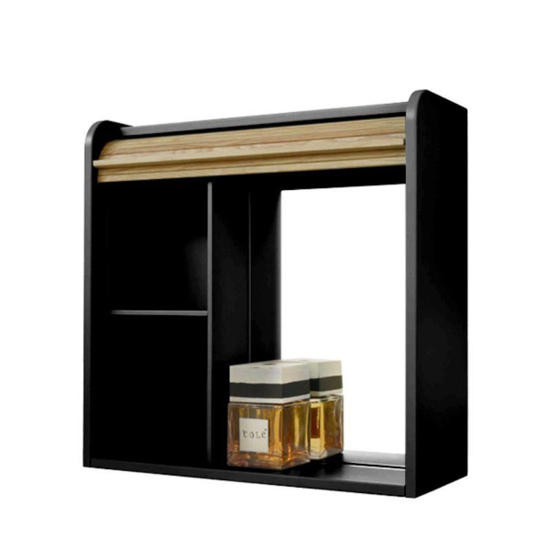 Tapparelle hanging unit, Lacquered in black by Colé Italia with Emmanuel Gallina
Dimensions: H.60, D.60, W.22 cm
Materials: Container with “tapparella” sliding shutter in solid oak. Matt lacquered structure
1 veneered oak shelf inside. Optional