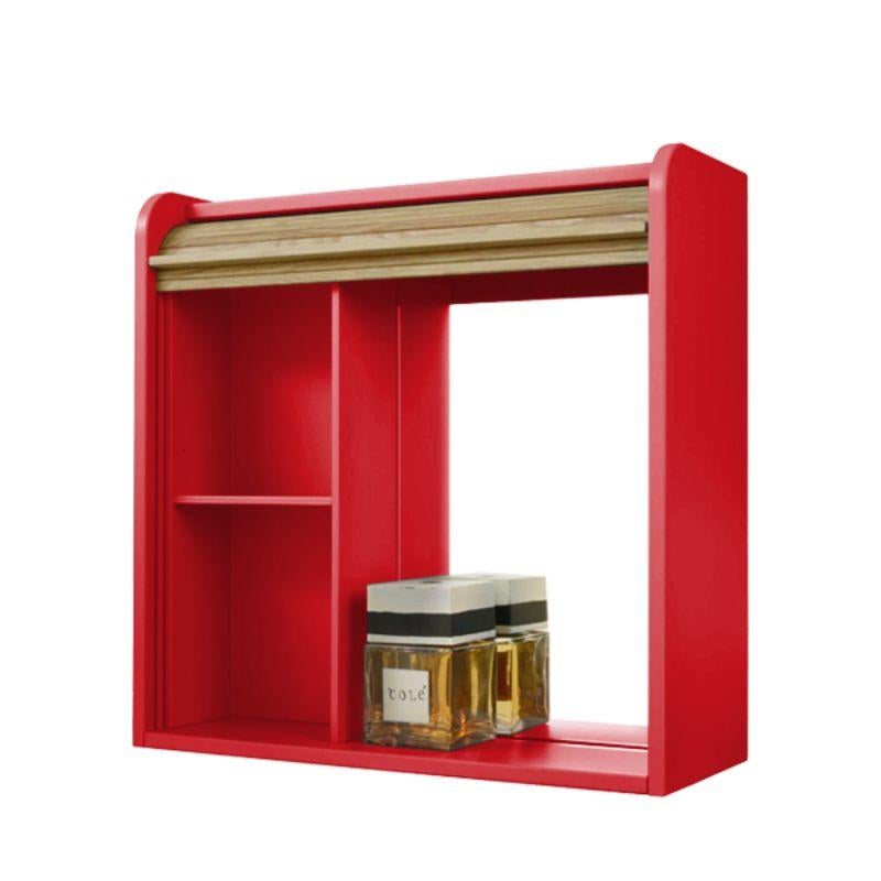 Tapparelle Hanging unit, Lacquered in cherry red by Colé Italia with Emmanuel Gallina
Dimensions: H.60, D.60, W.22 cm
Materials: Container with “tapparella” sliding shutter in solid oak. Matt lacquered structure
1 veneered oak shelf inside.