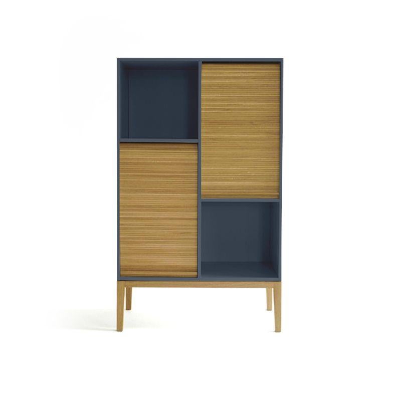 Tapparelle large cabinet, blue / gray by Colé Italia with Emmanuel Gallina
Dimensions: H.135, D.46, W.78 cm
Materials: Container with legs and “tapparella” sliding shutter in solid oak.
Matt lacquered structure; inside 2 oak veneered