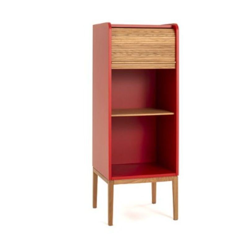 Tapparelle Medium Cabinet, cherry red by Colé Italia with Emmanuel Gallina
Dimensions: H.115 D.42 W.42 cm
Materials: Container with legs and “tapparella” sliding shutter in solid oak.
Matt lacquered structure; inside 2 oak veneered shelf

Also