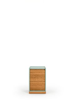 Tapparelle Roll Cabinet on Wheels by Colé, Light Blue-Green, Minimal Design